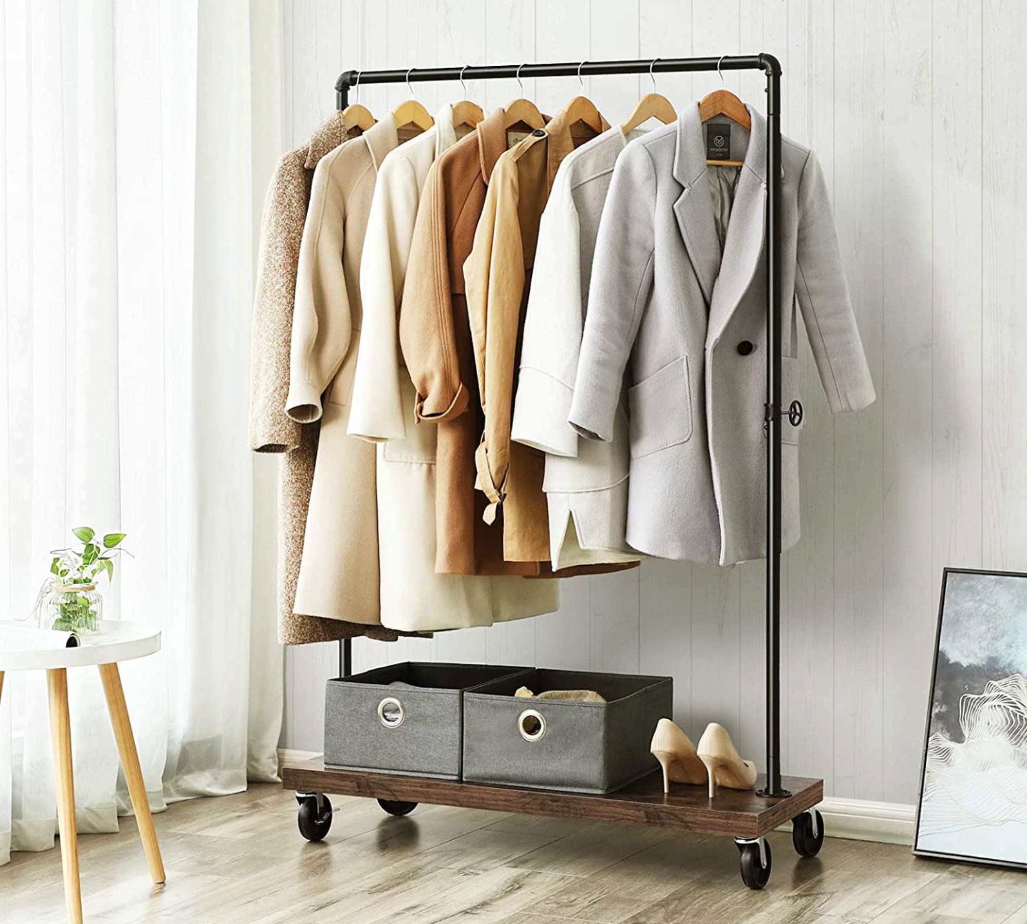 Garderobenständer Spanplatte Metall Schwarz