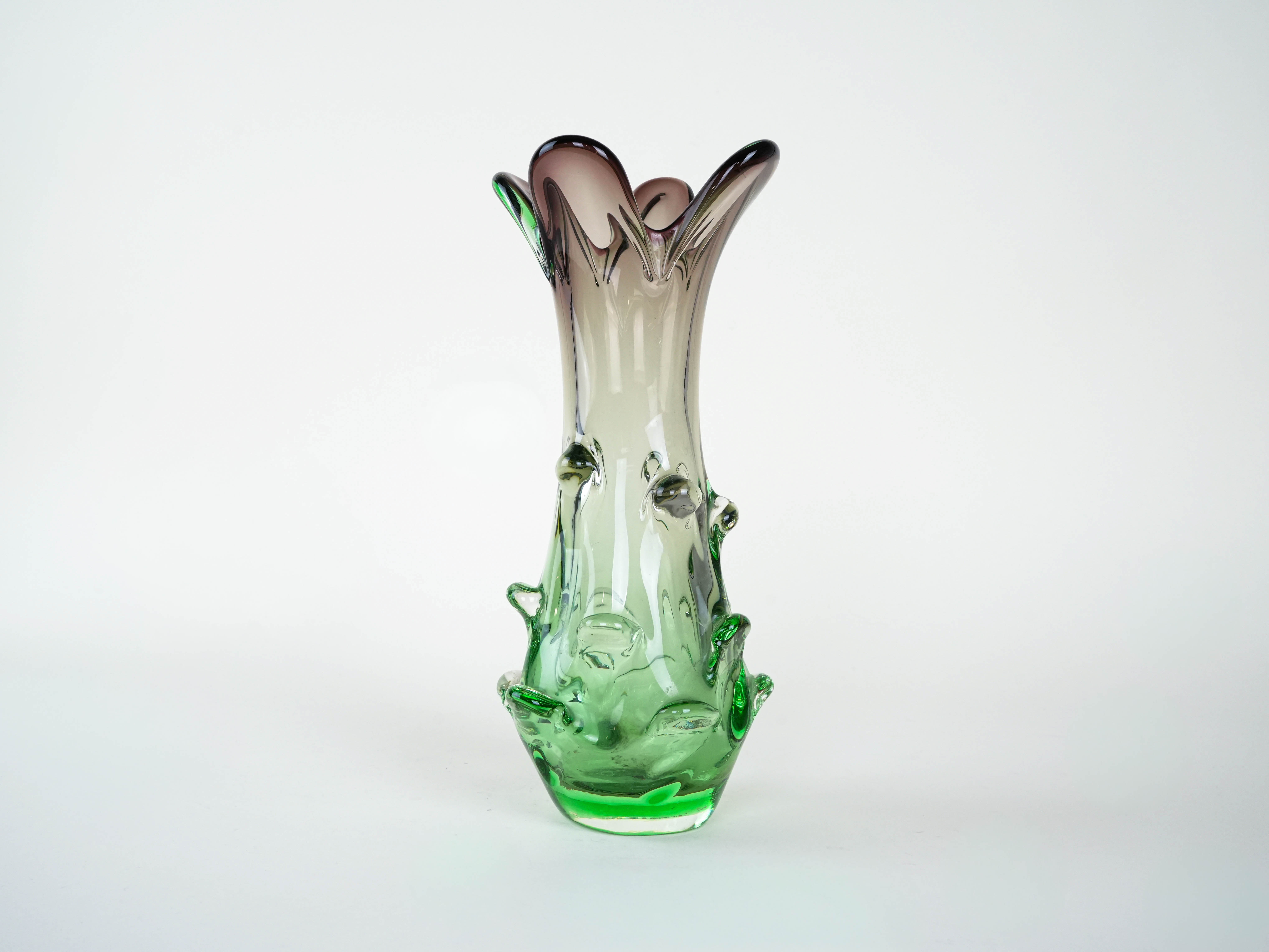 Vase Murano glass Green 1960s