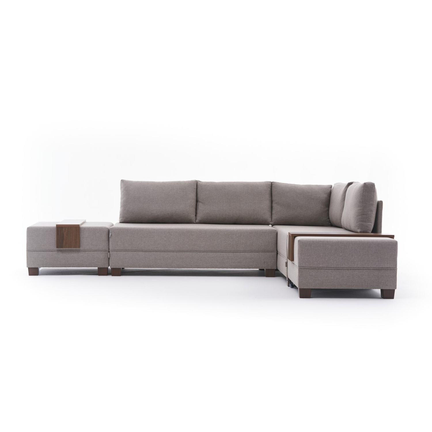 Fly Ecksofa Rechts mit 2 Hockern Creme