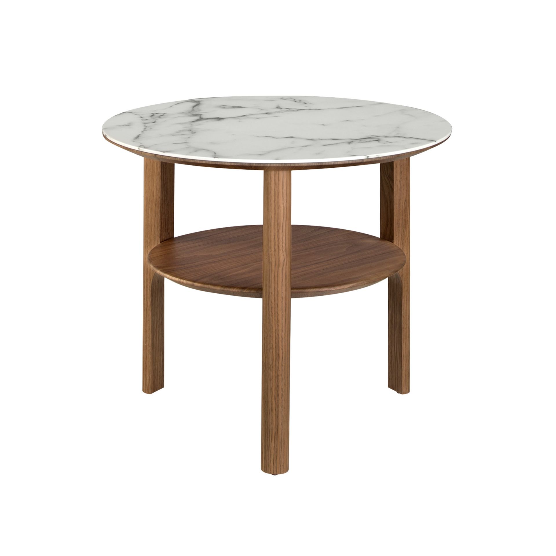 Round side table marble walnut