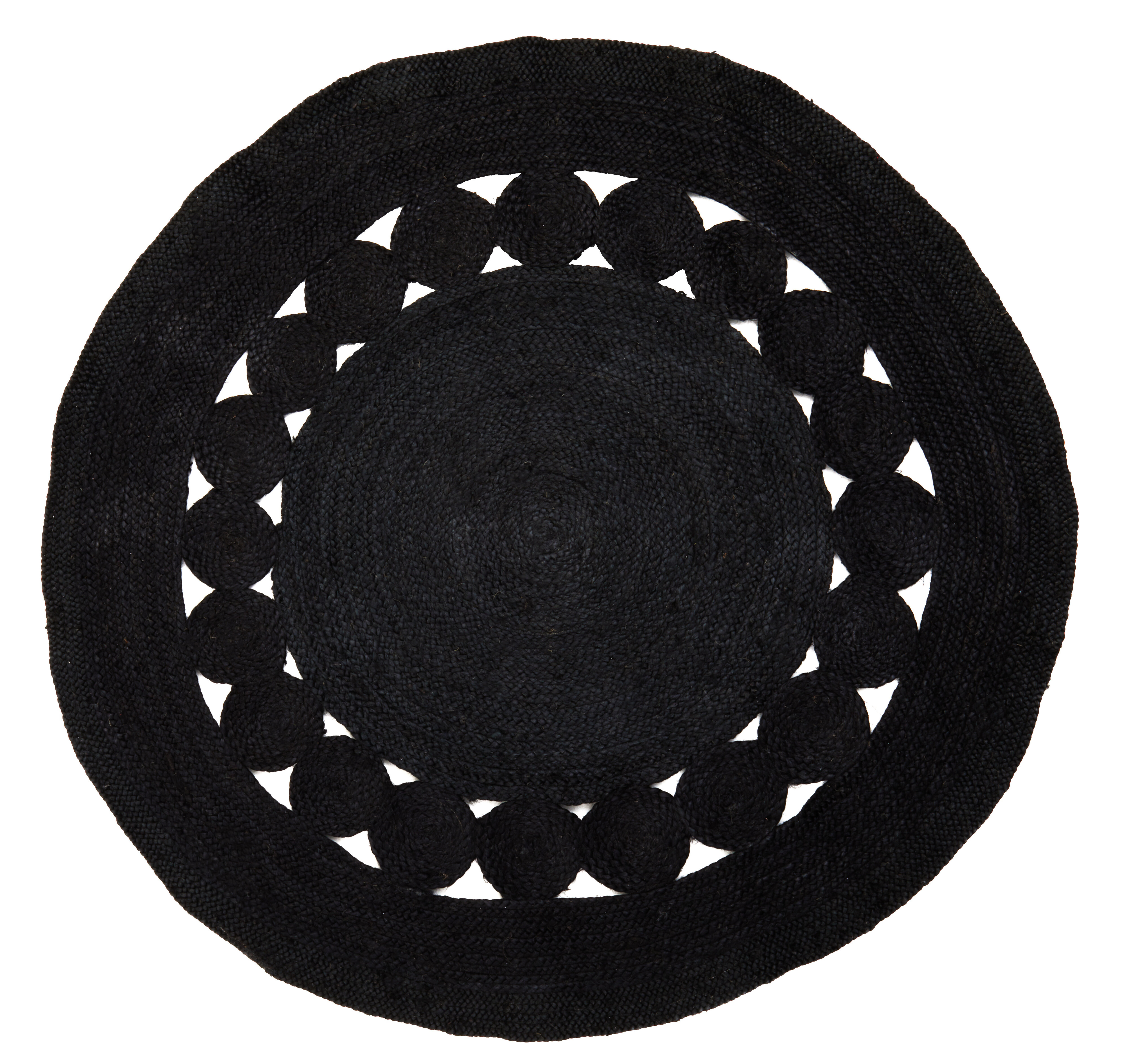 Bosie Demir Runder Schwarzer Jute-Teppich
