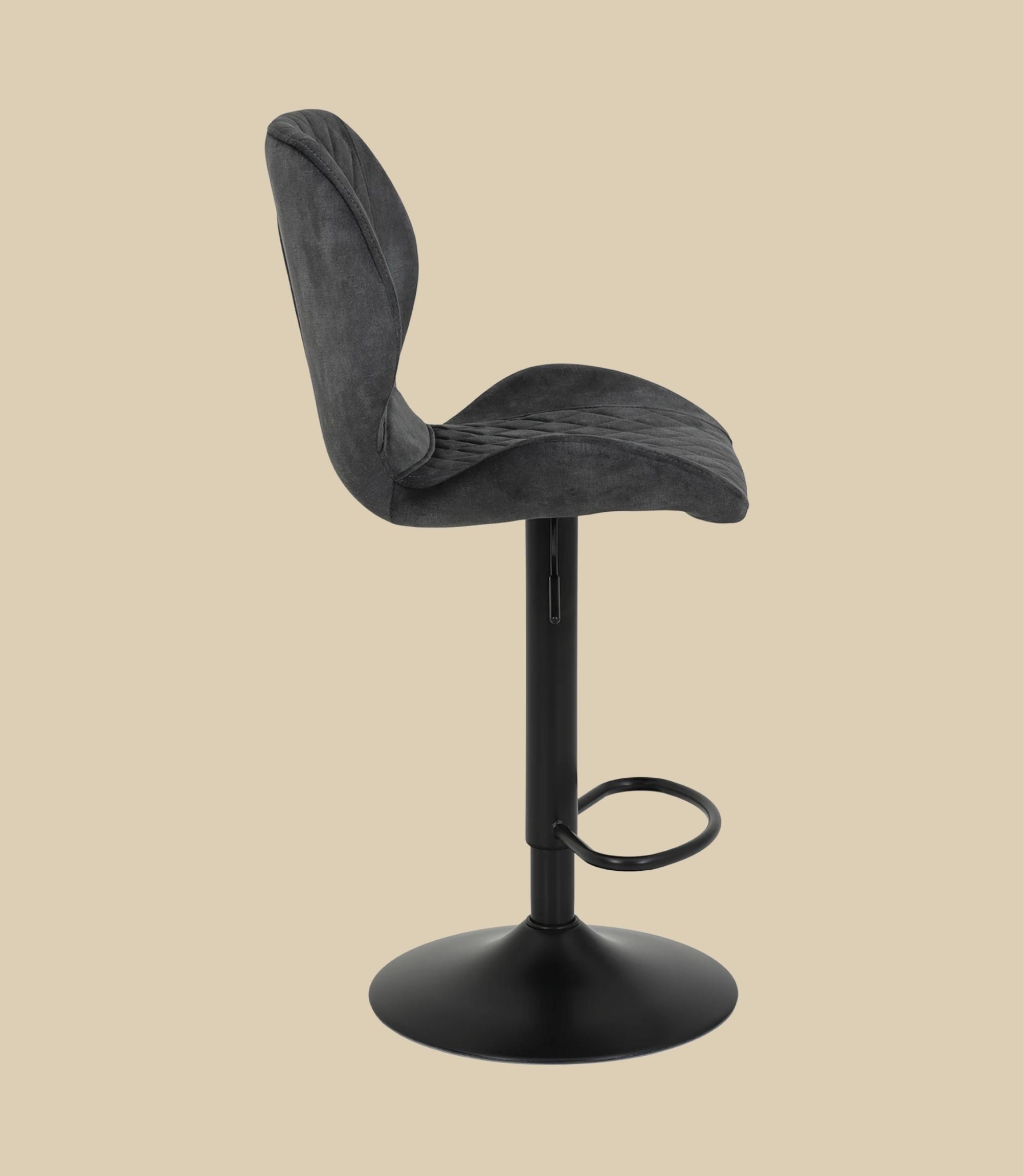 2x Barhocker in Steppoptik Samt Anthrazit 