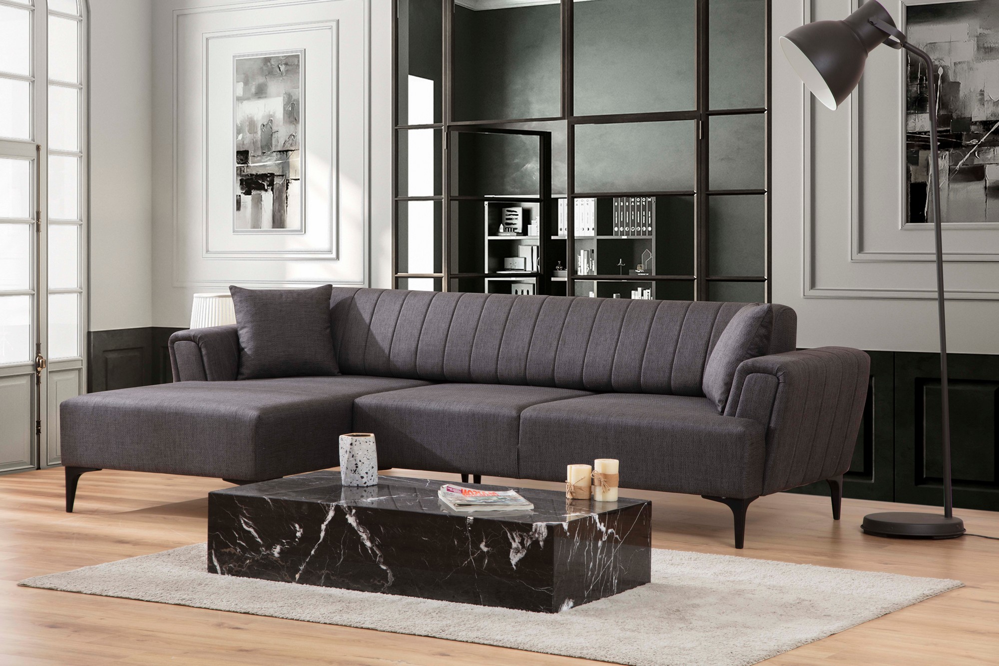 Hamlet Corner Sofa Left Dark Grey