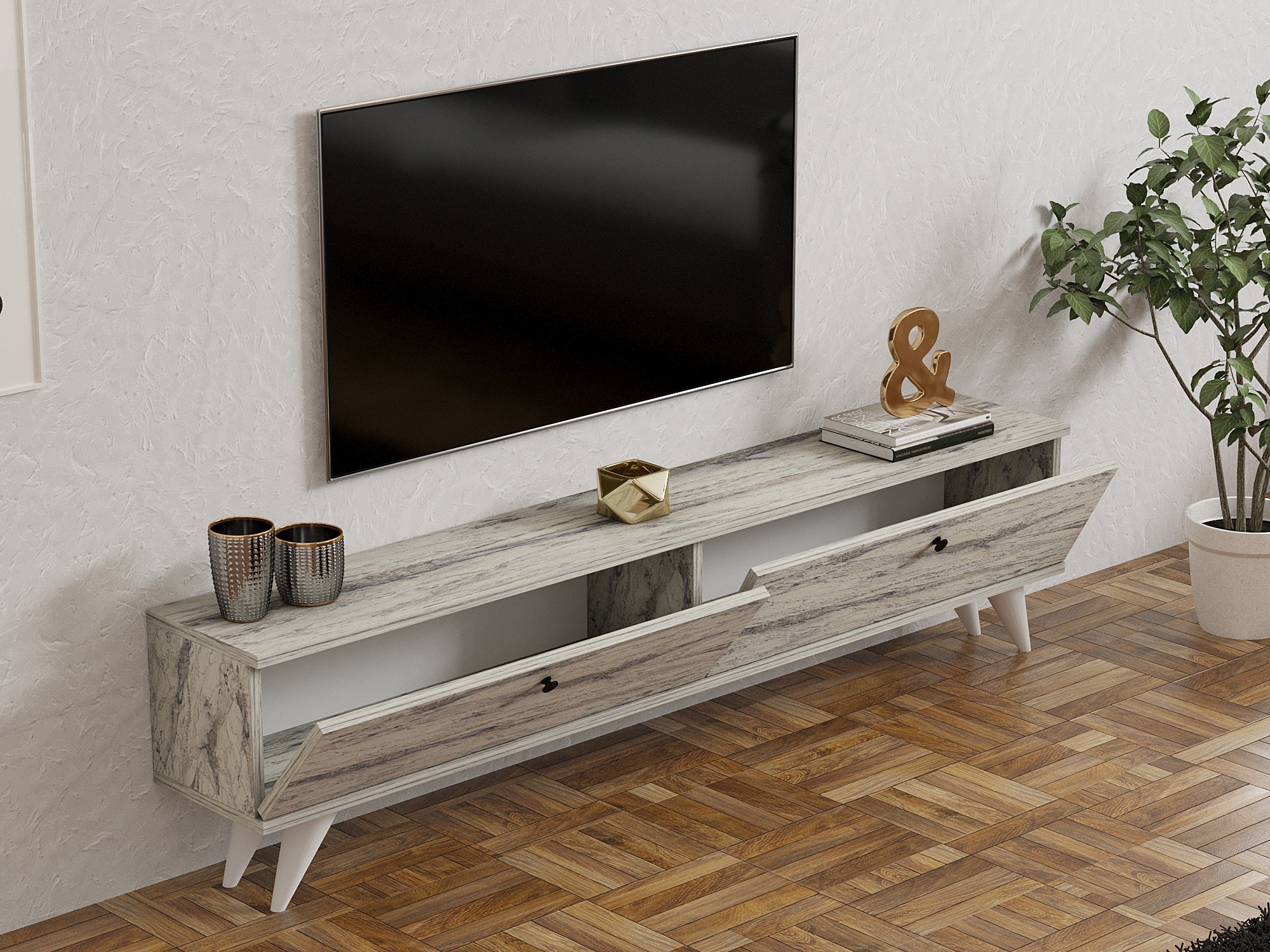 Paris Lowboard Holz Freesia Marmor