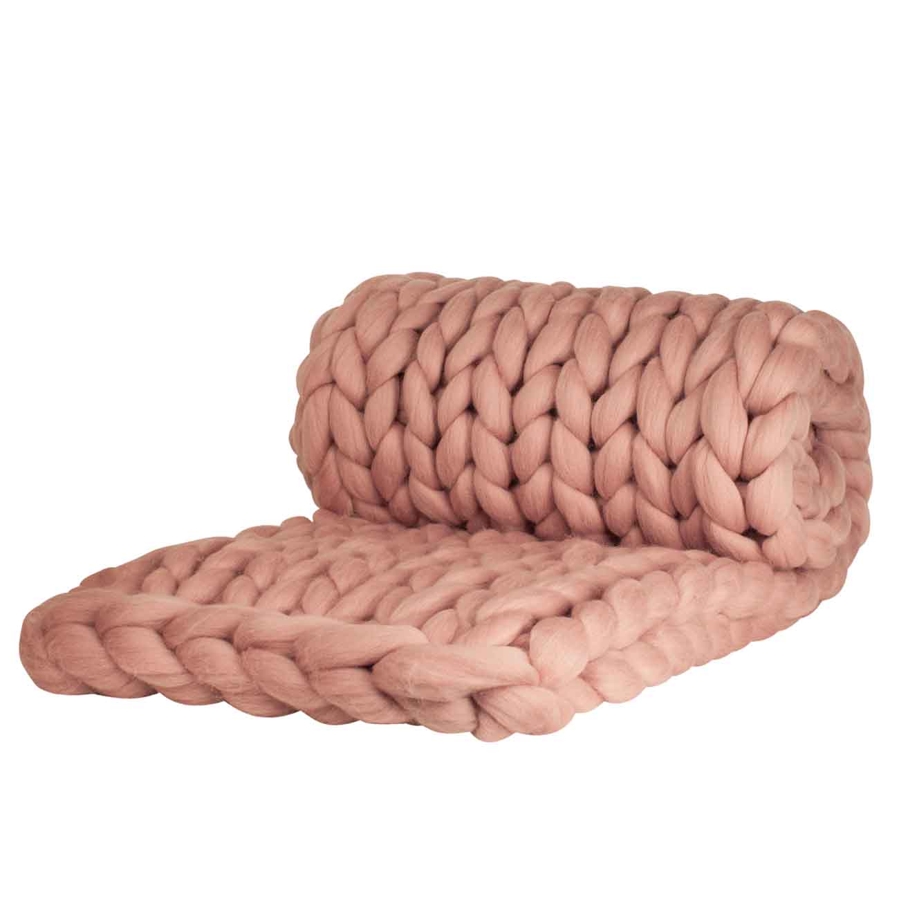 Cosima Chunky Knit Wolldecke Merinowolle Rosa