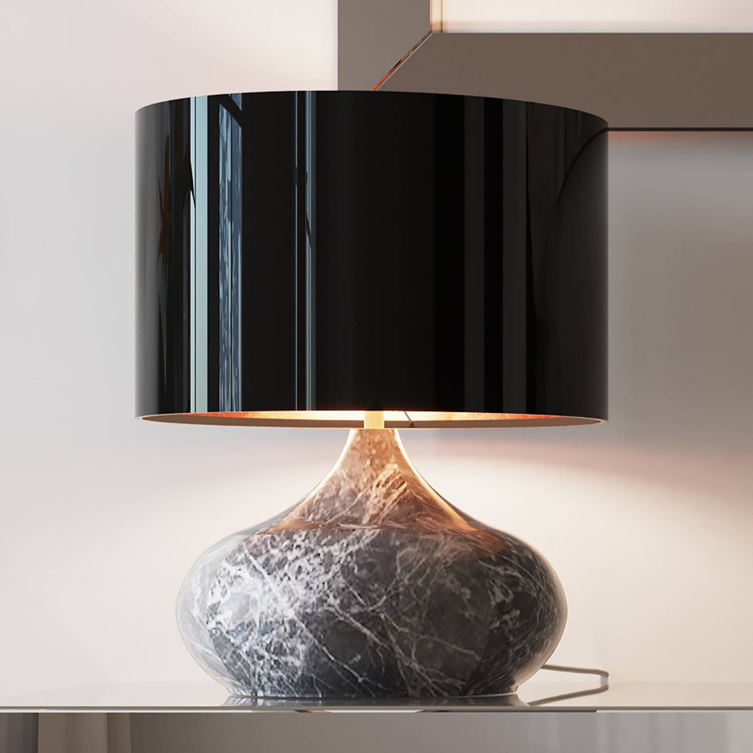 Mamo Table Lamp Deluxe Steel PVC Black Grey