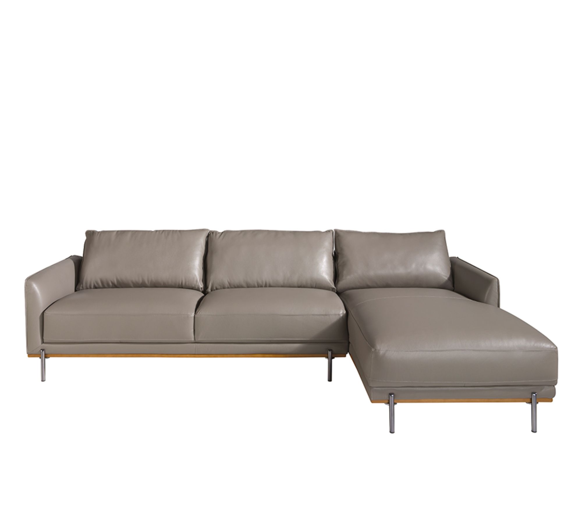 Sofa Récamiere Rechts Leder Grau 