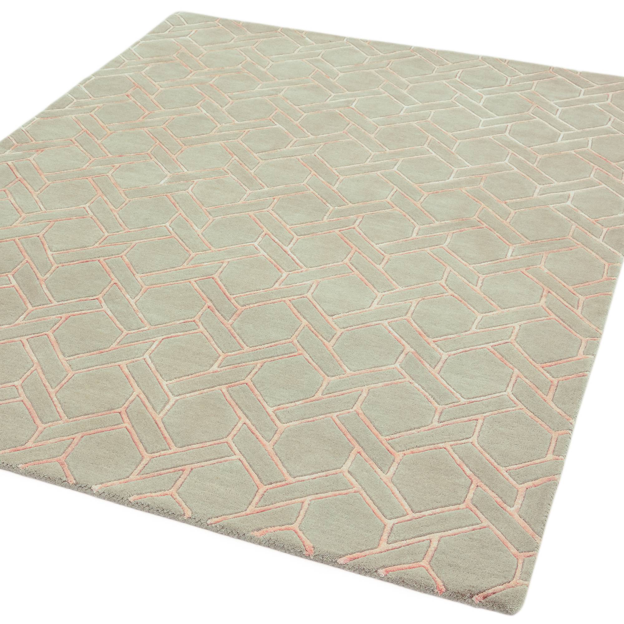 Nexus Fine Lines Teppich Silber Pink Wolle 230x160cm