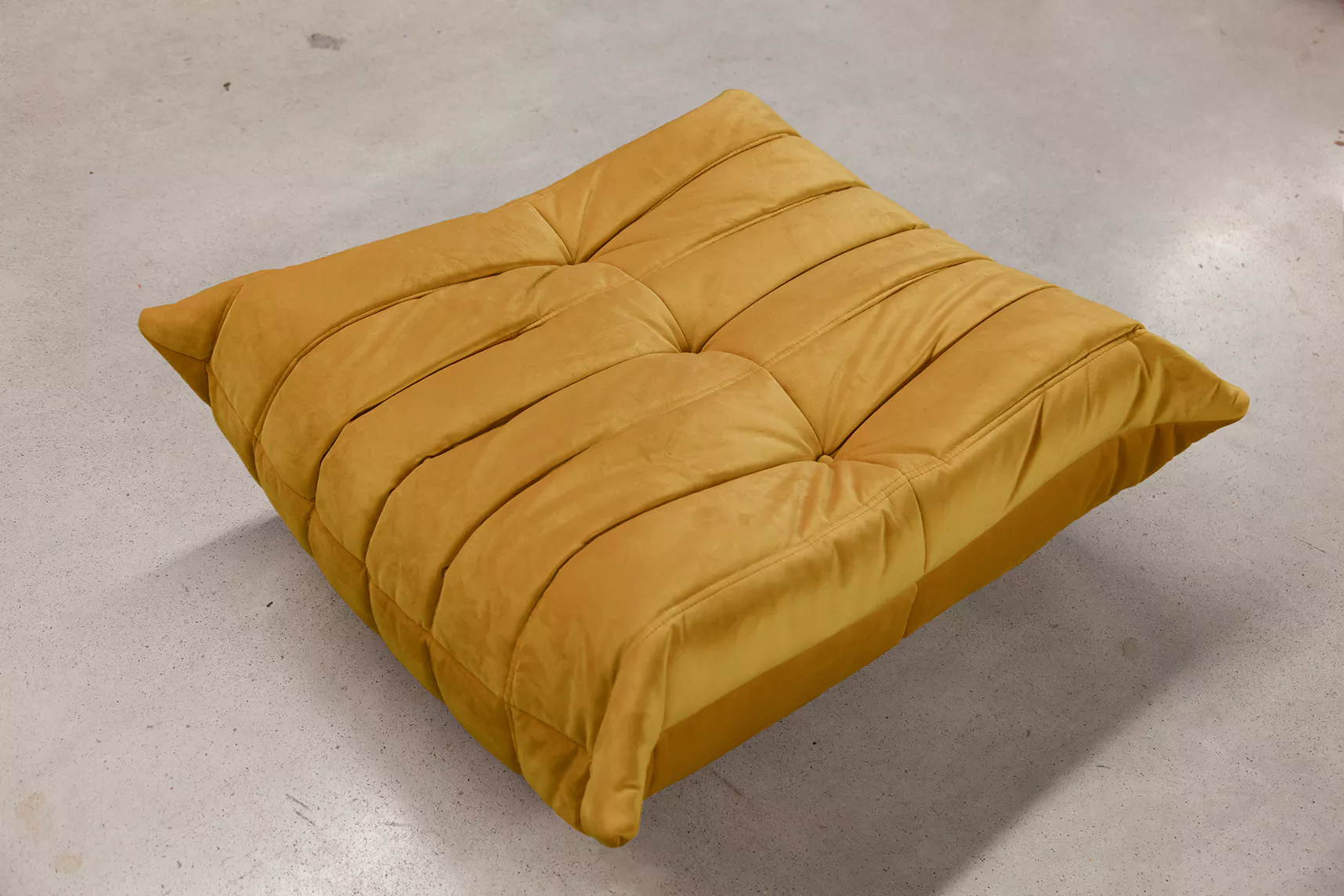 Togo Ottoman Mustard Yellow Velvet