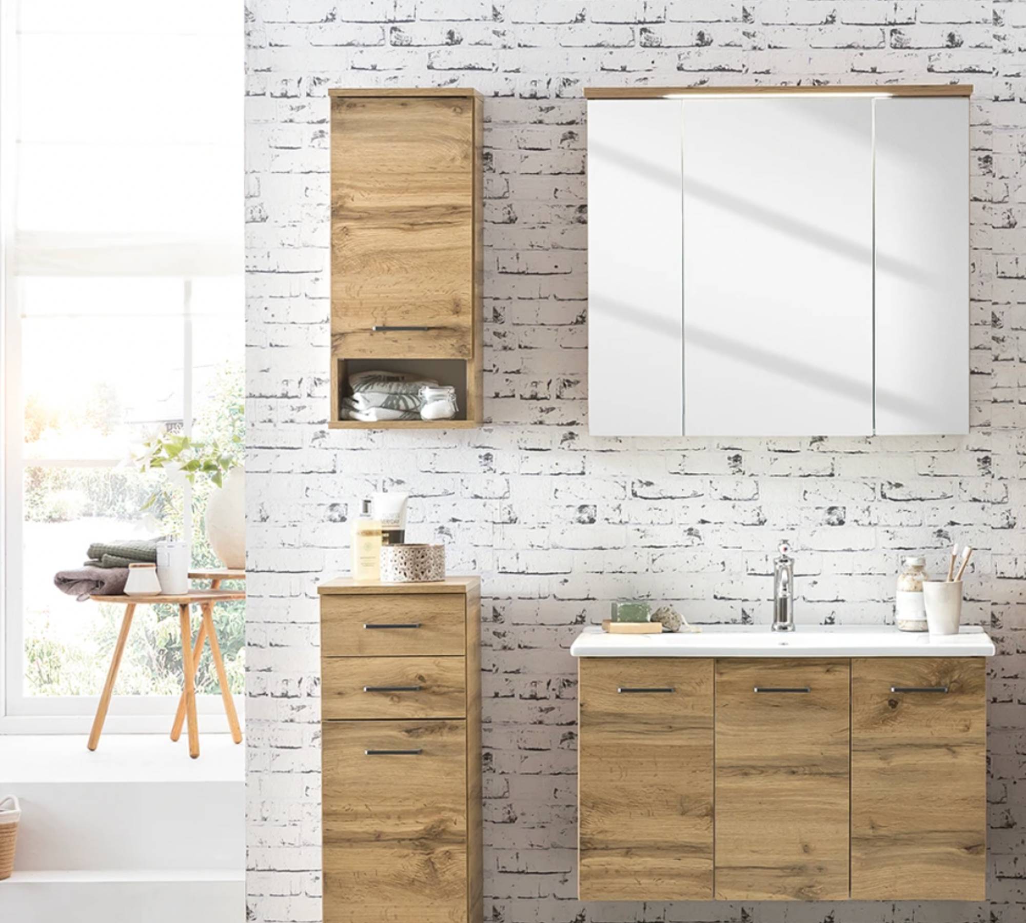 Wall Cabinet Oak Country House Decor Brown