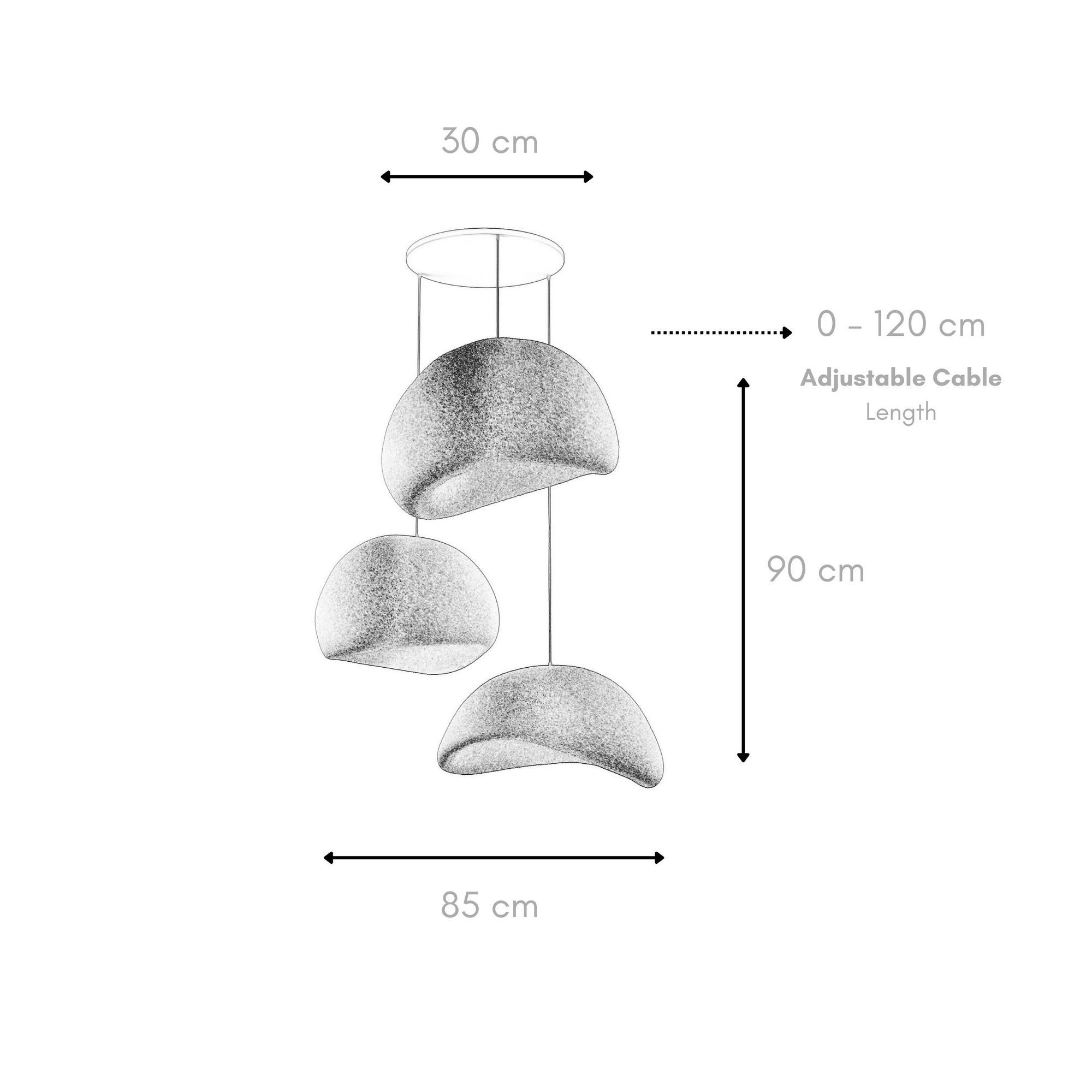 3-Flammig Wabi Sabi Shibumi Orbs Pendelleuchte Beton Grau