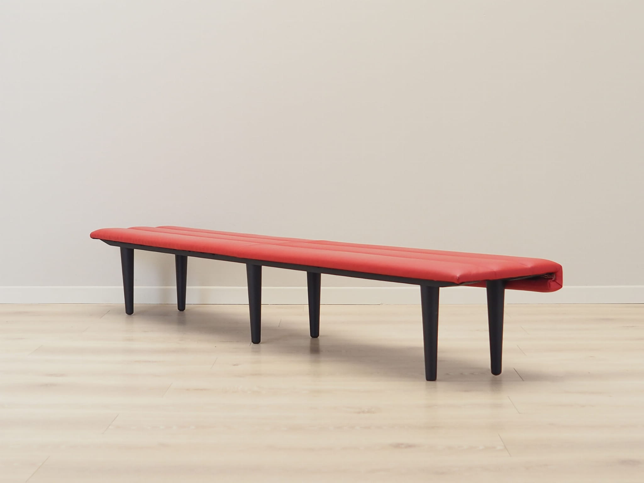 Vintage Bank Holz Leder Rot 1990er Jahre
