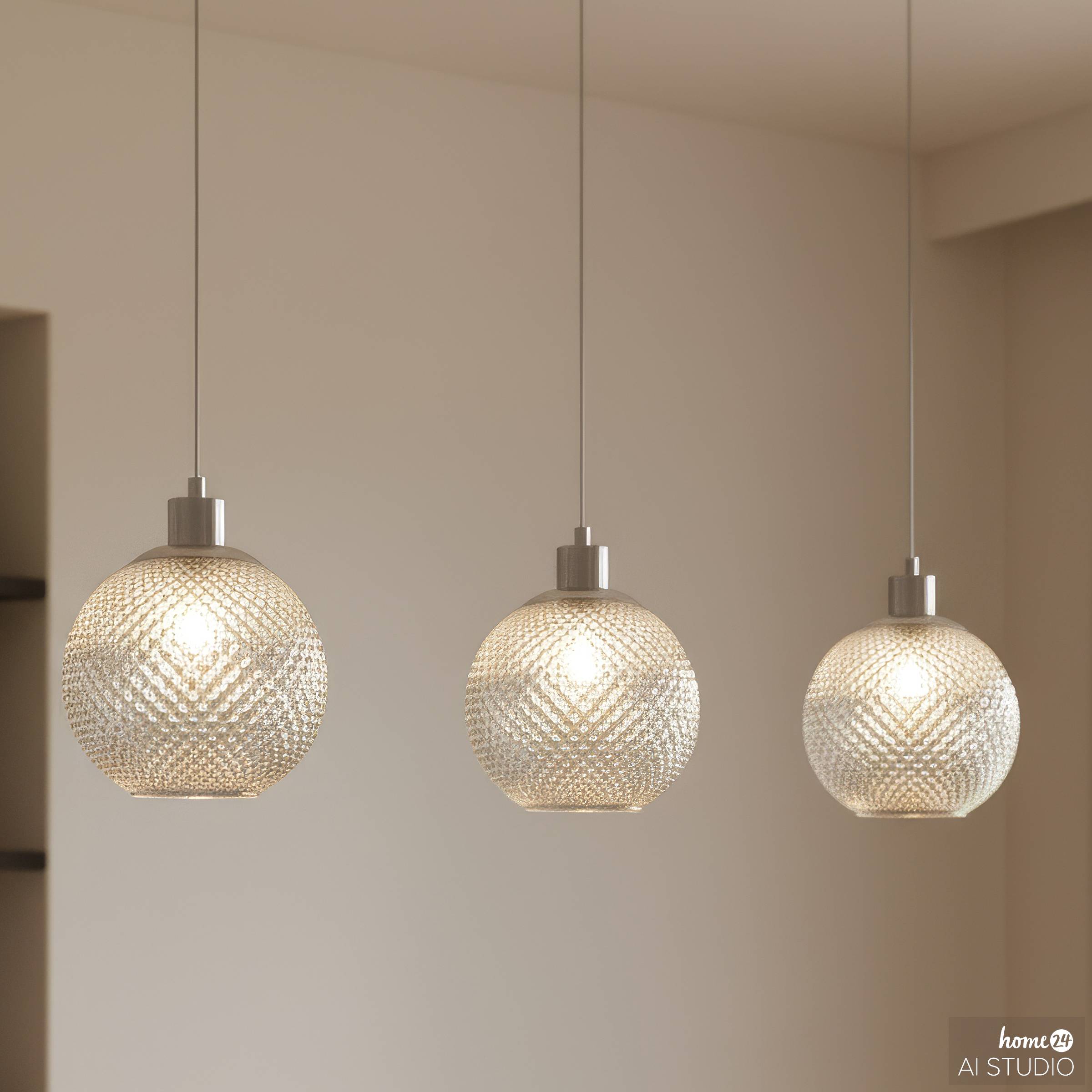 3-Light NADE Pendant Lamp Glass Iron