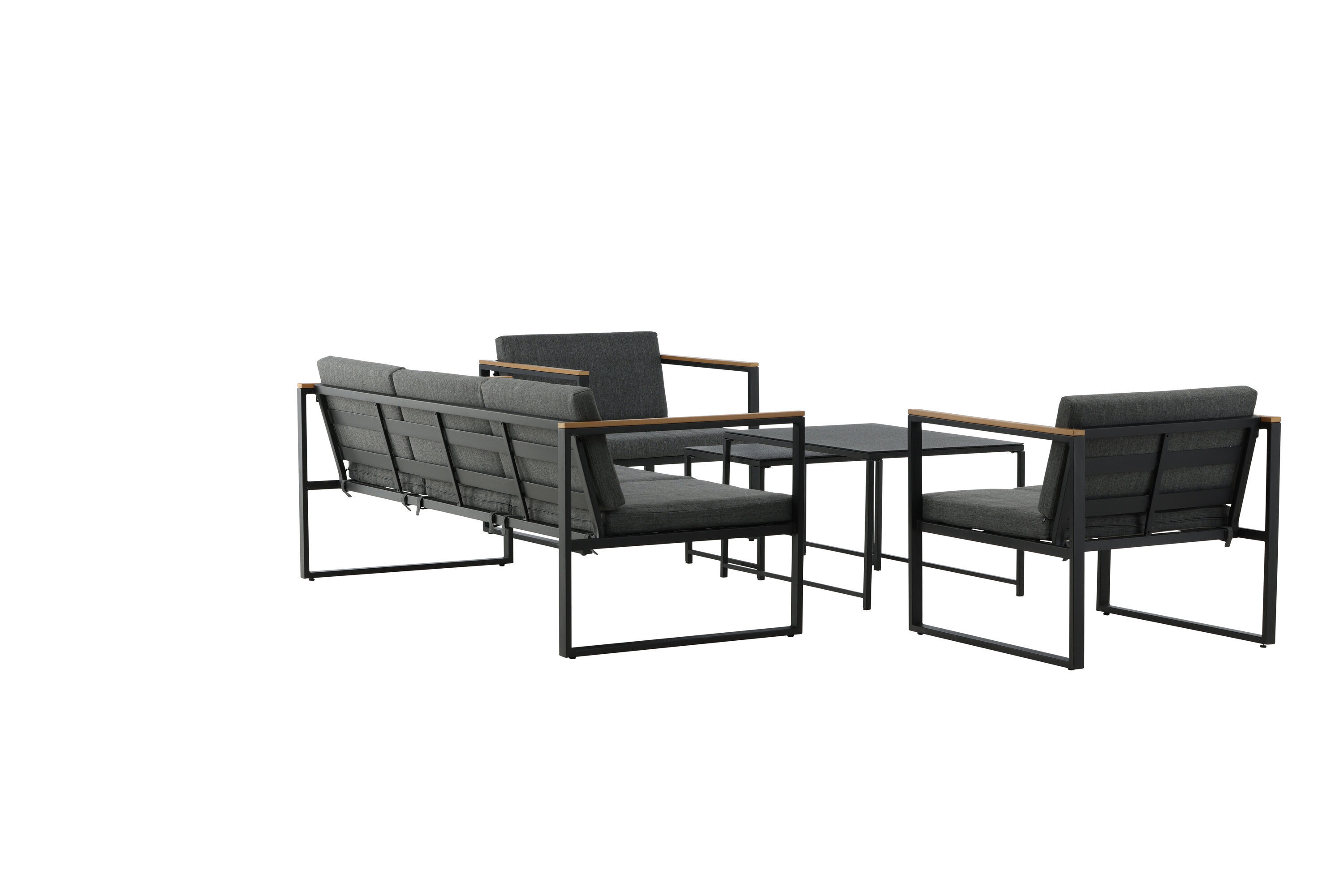 Dakar Sofa Set Steel Textile Grey Black