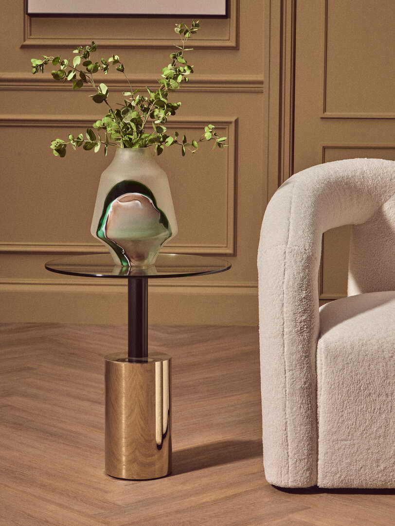 Oria Beistelltisch Edelstahl Eisen Metallic