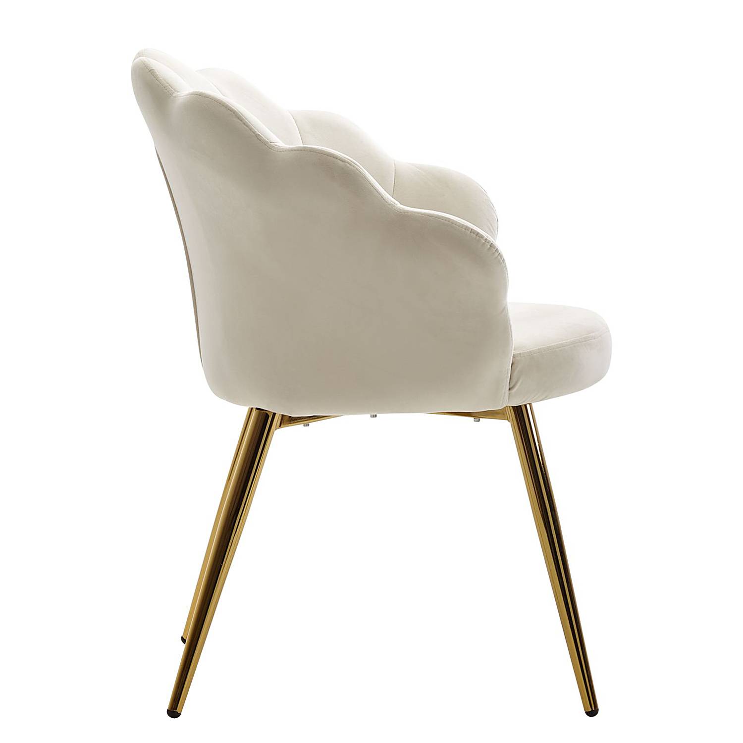 Esszimmerstuhl Pesawa Samt Eisen Wollweiß