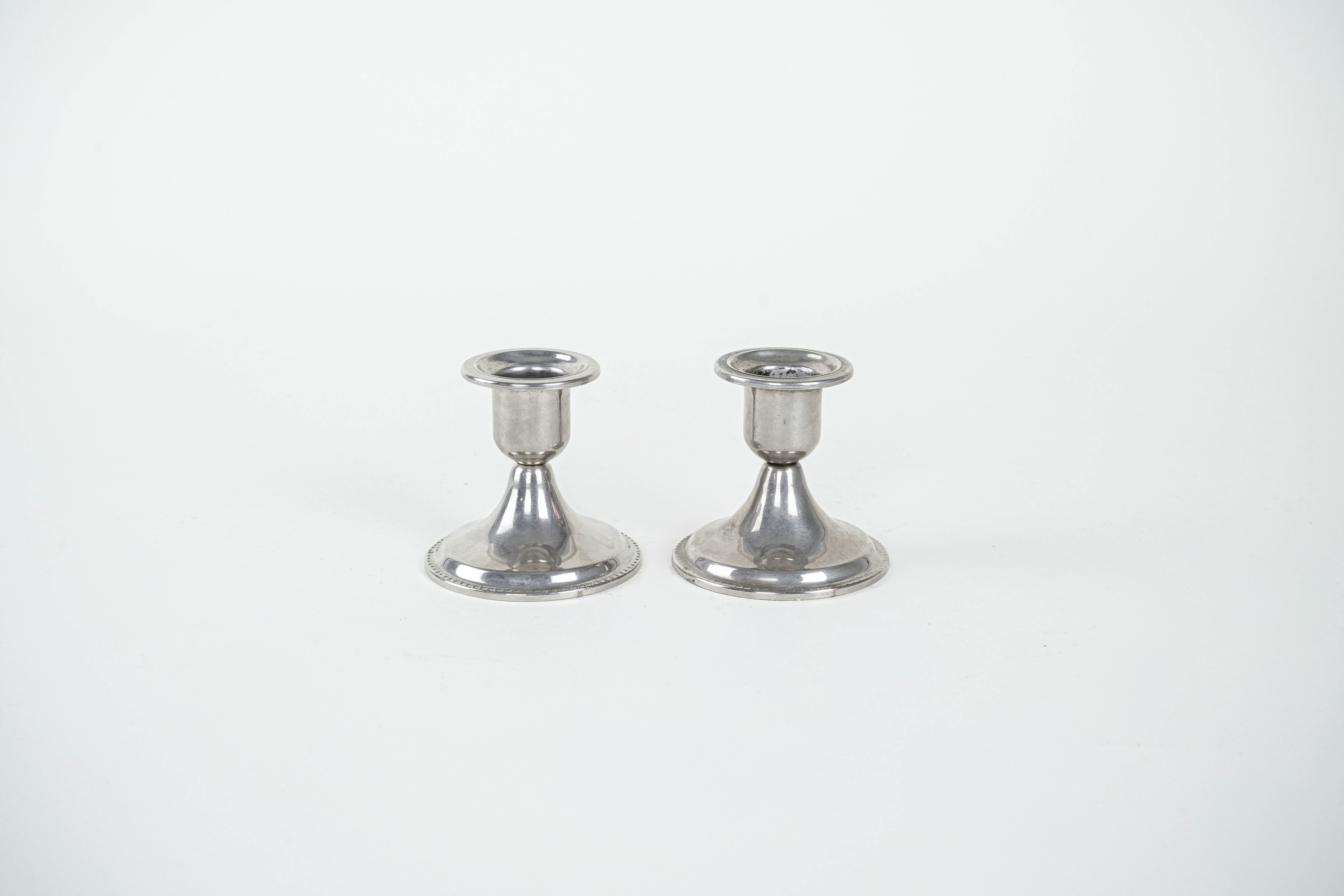 Set of 2 metal candle holders 1970s