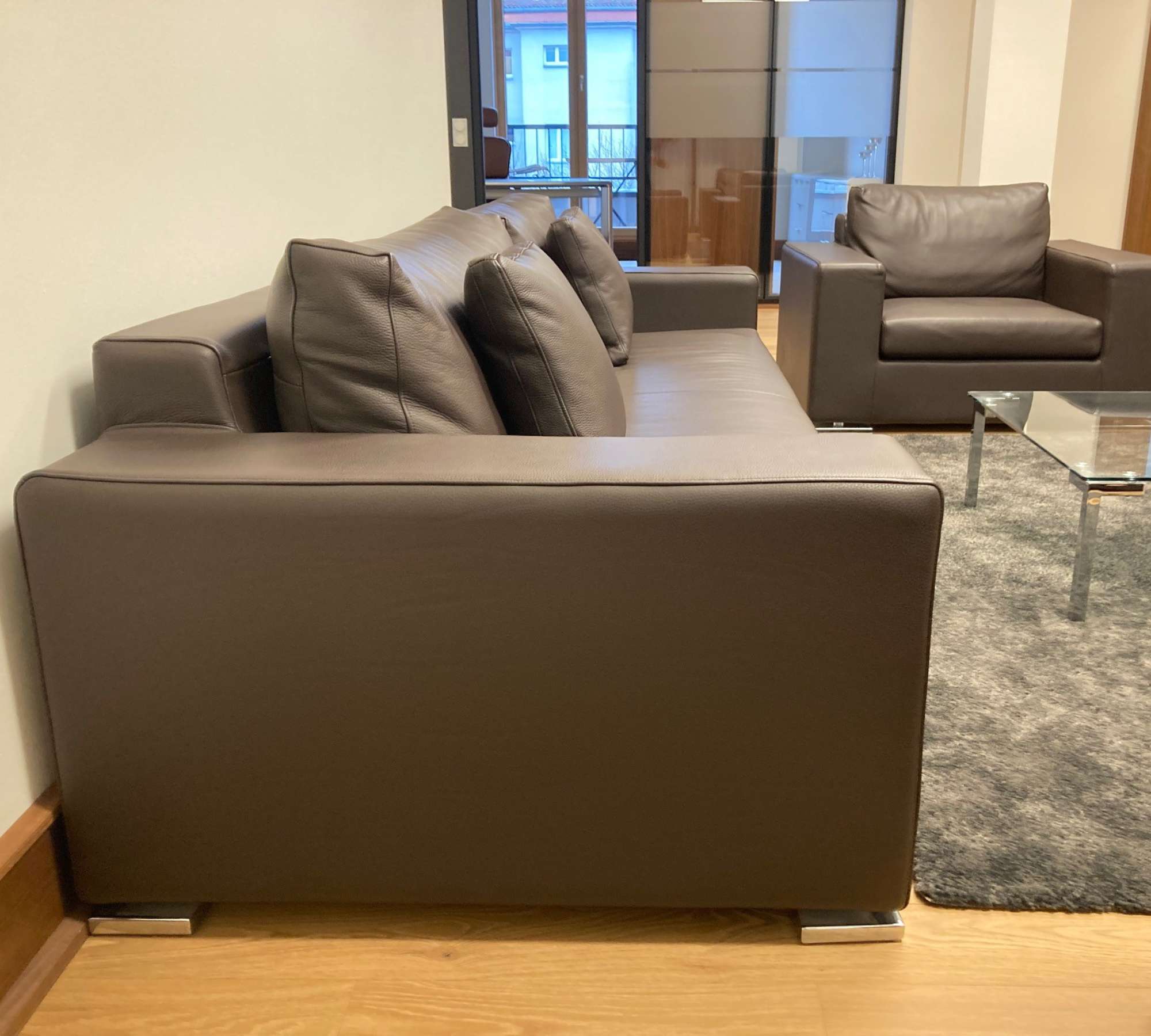 6-tlg. Sofa Lounge Set Leder Braun 