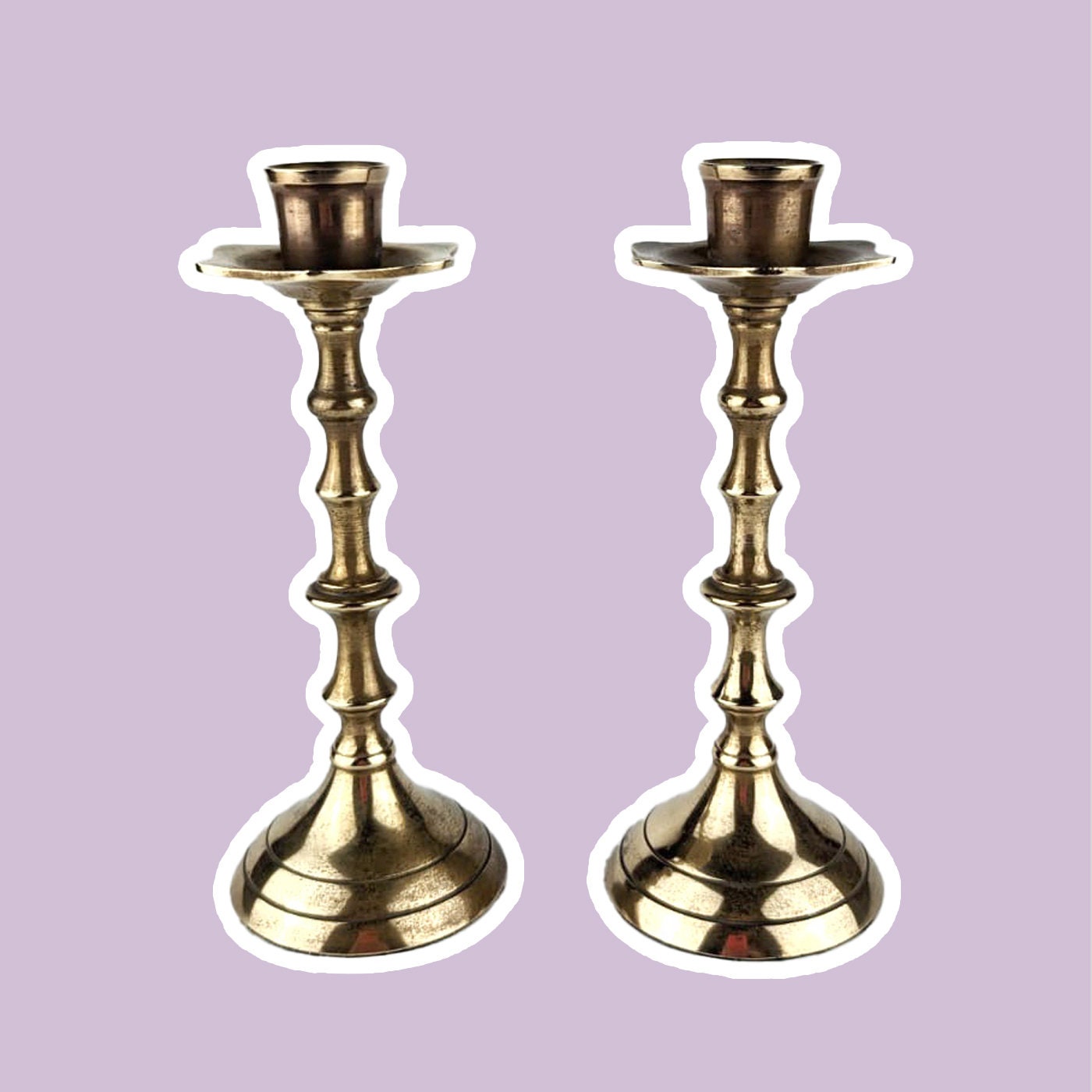 2x Vintage Kerzenständer Metall Messing Gold