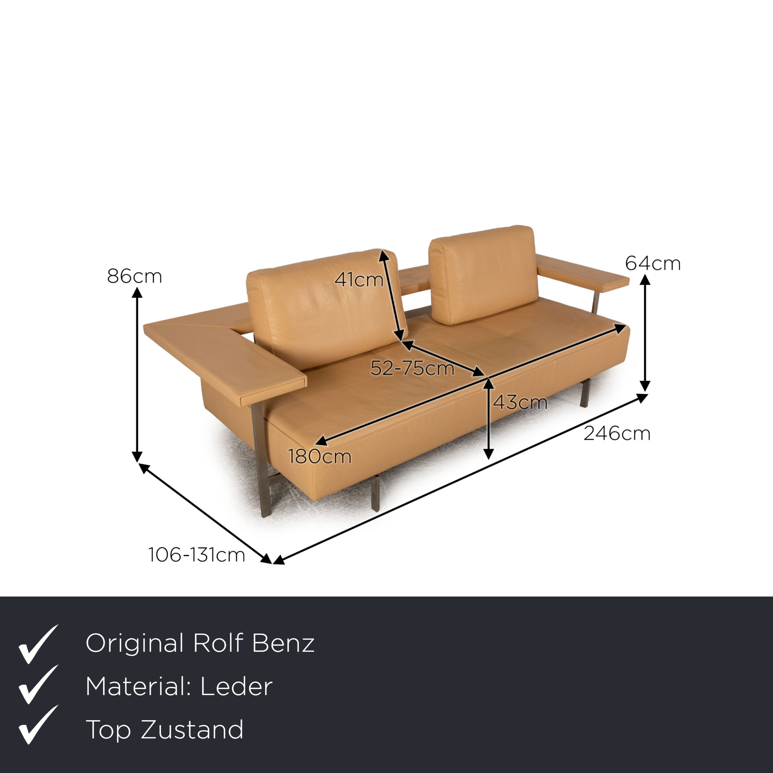 Dono Sofa 3-Sitzer Leder Beige