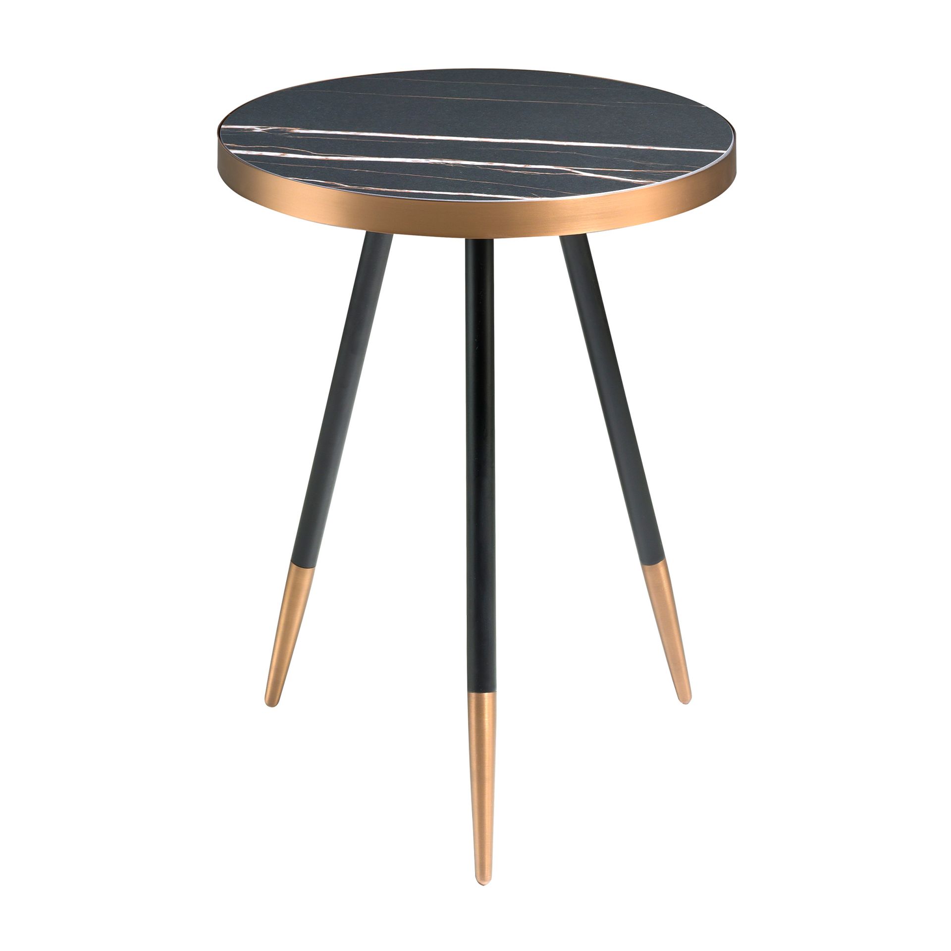 Round side table marble steel