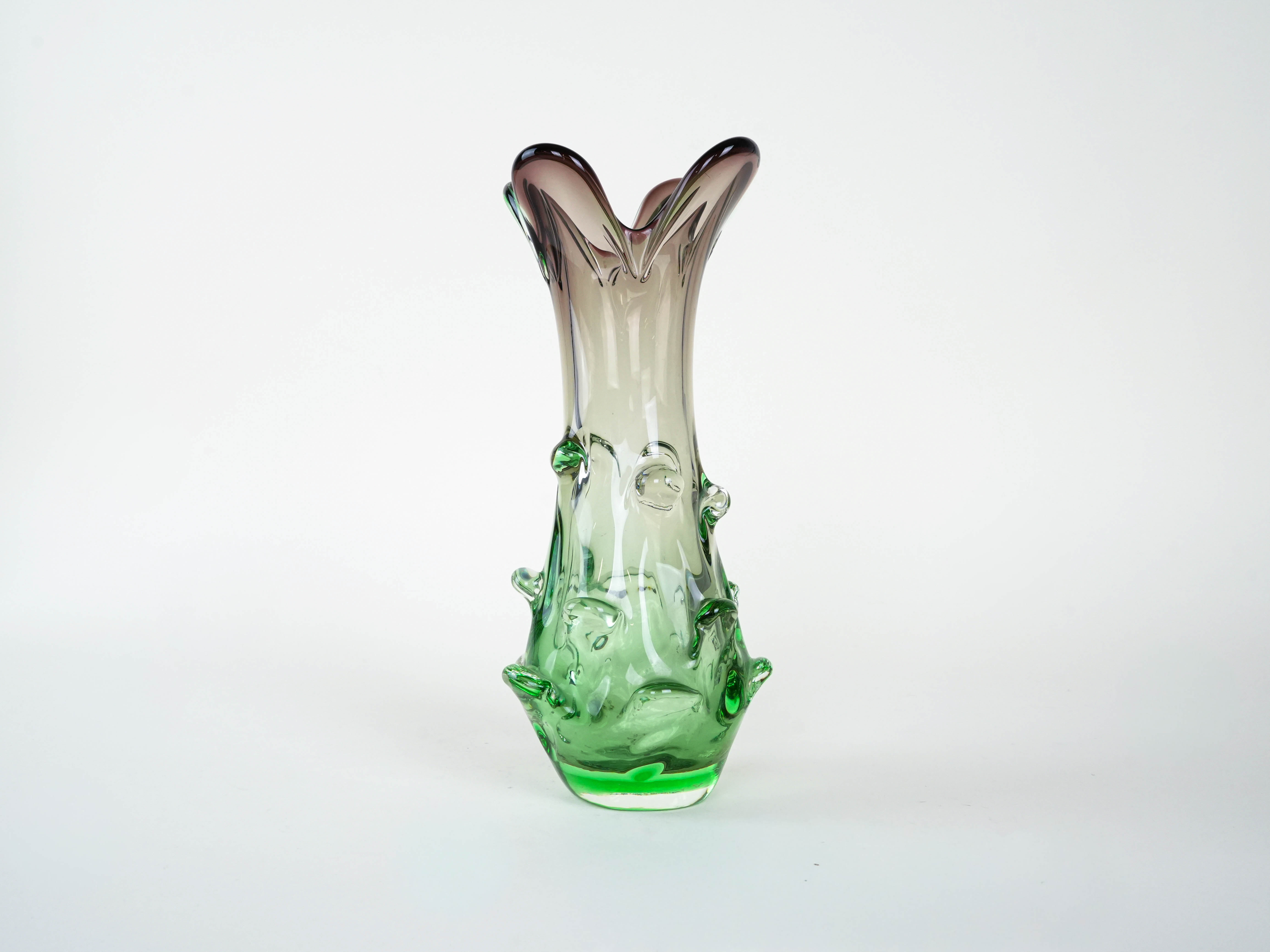 Vase Muranoglas Grün 1960er Jahre