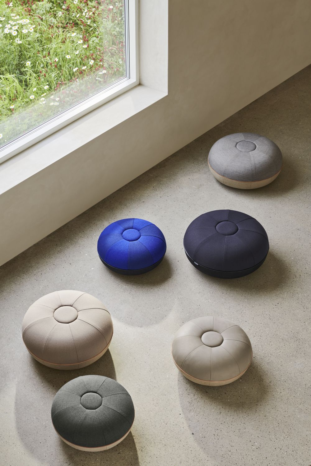 Pouf Large Wolle Leinen Beige