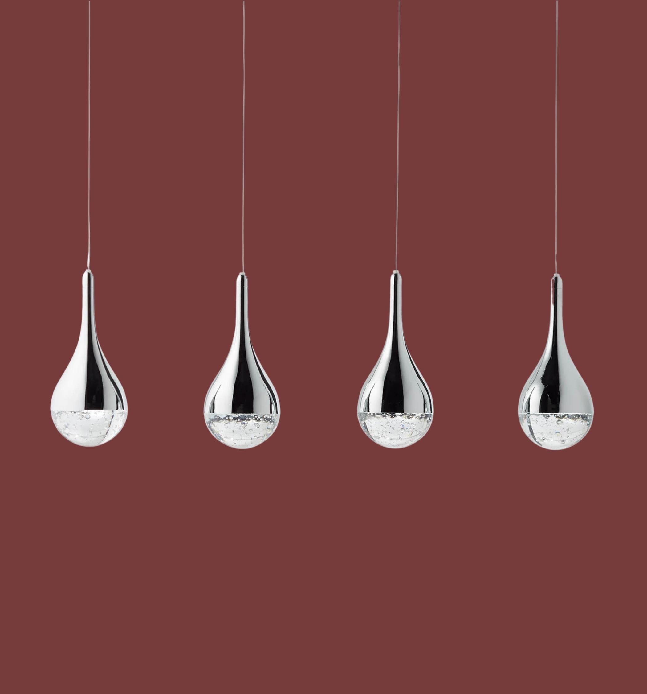 LED-Pendelleuchte Frizzante Glas / Stahl Flammenanzahl: 4