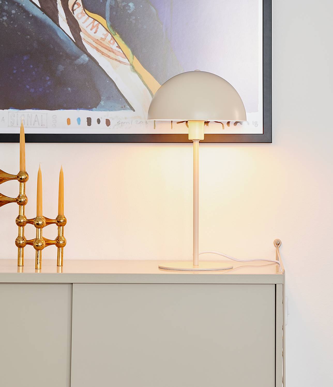 Ellen Tischleuchte Aluminium Beige 1-flammig