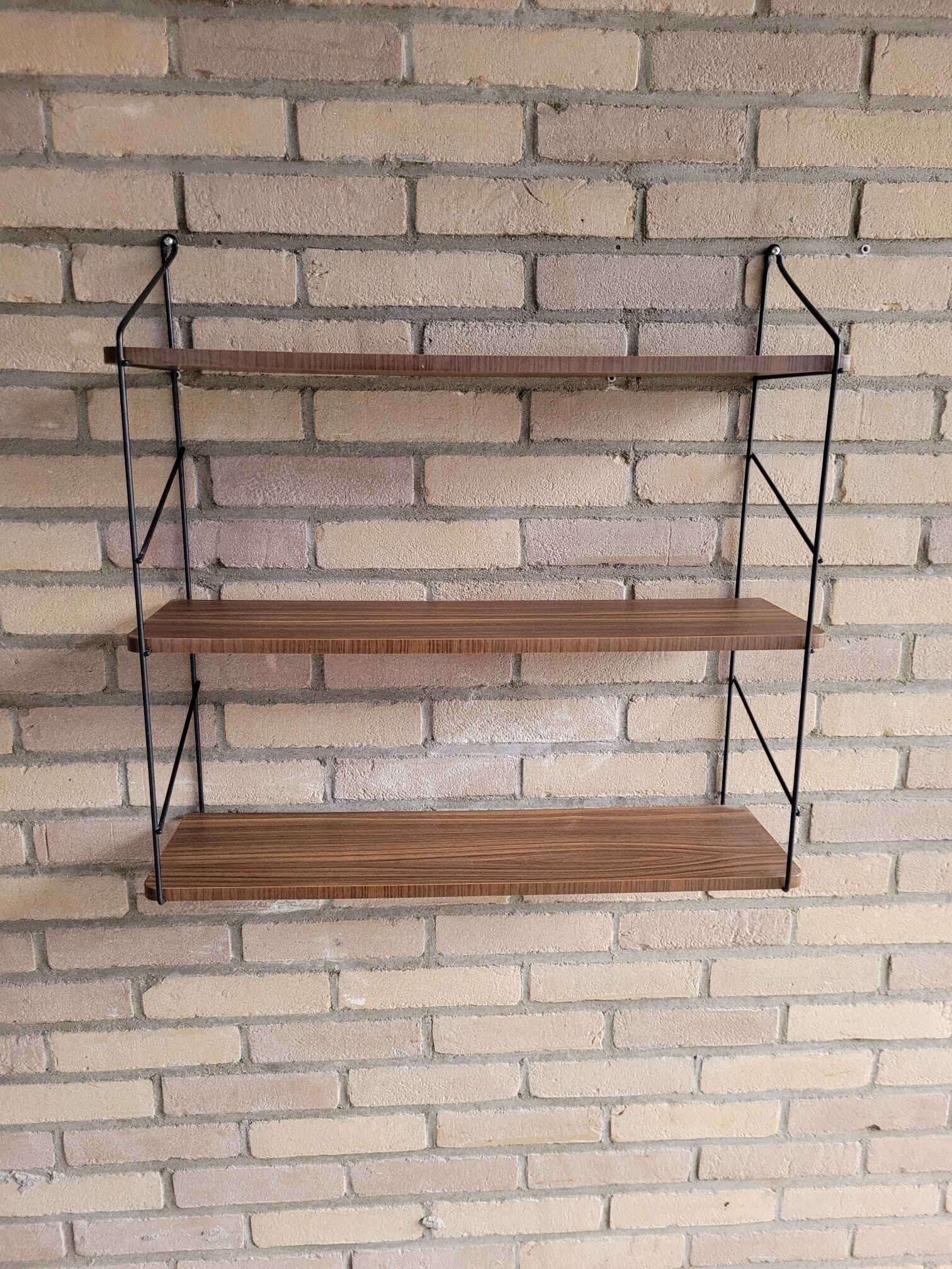 Vintage Wandregal Holz Braun Metall