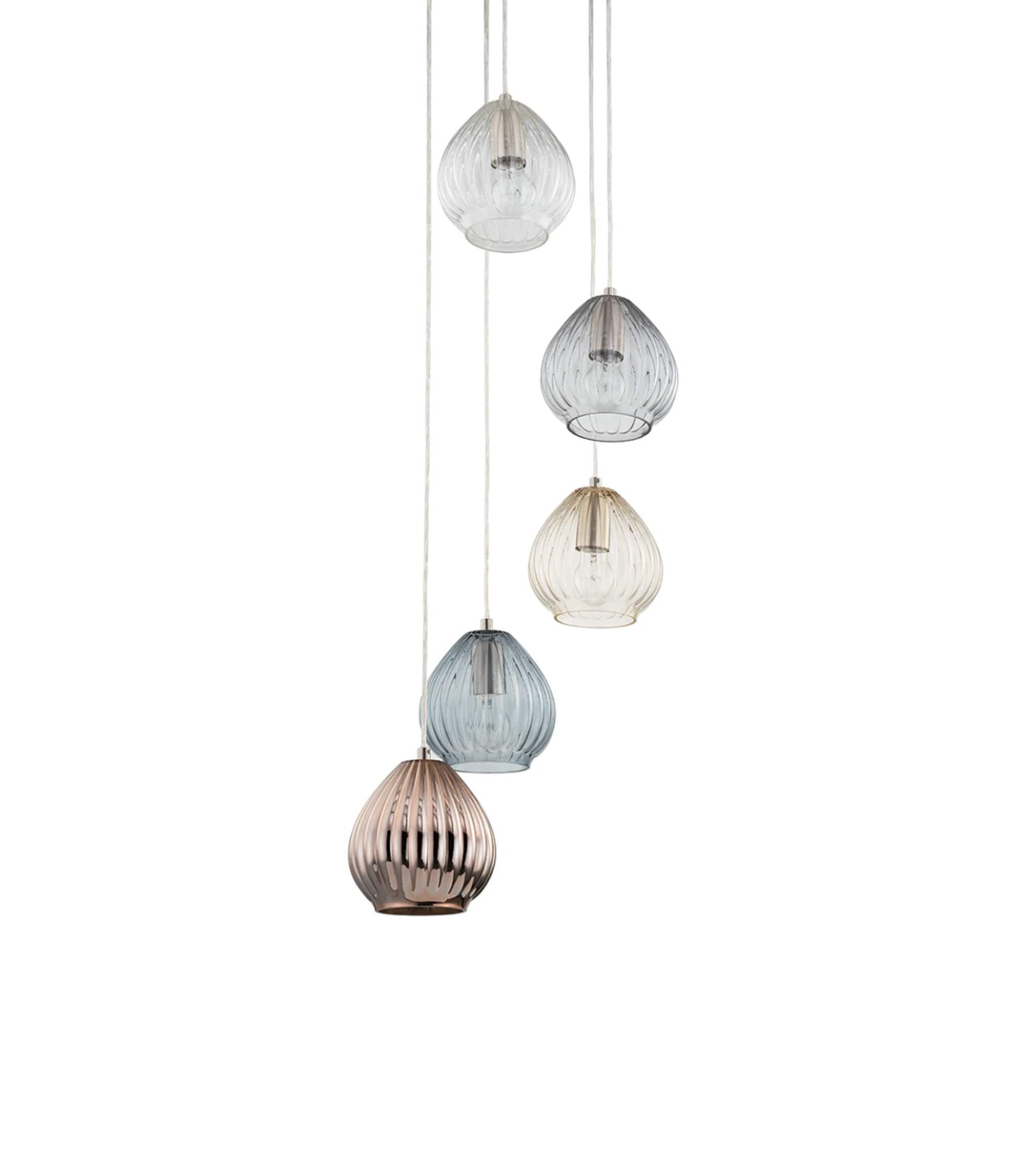 Pendant lamp Caid Iron / Glass 5-light