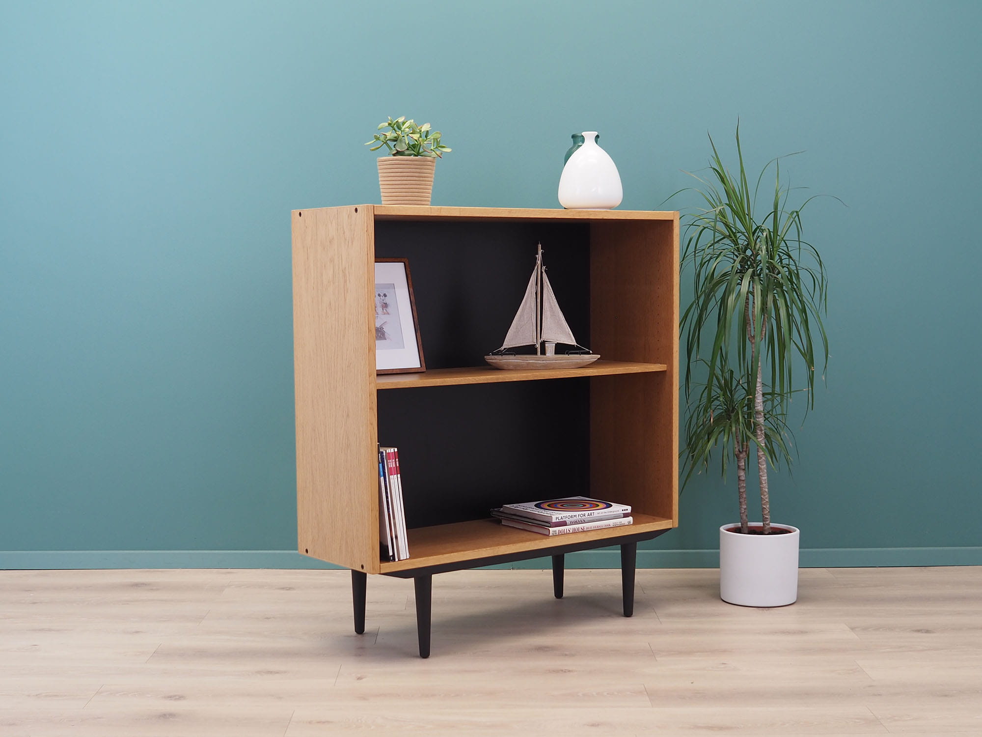 Vintage bookshelf, ash wood, brown, 1970s