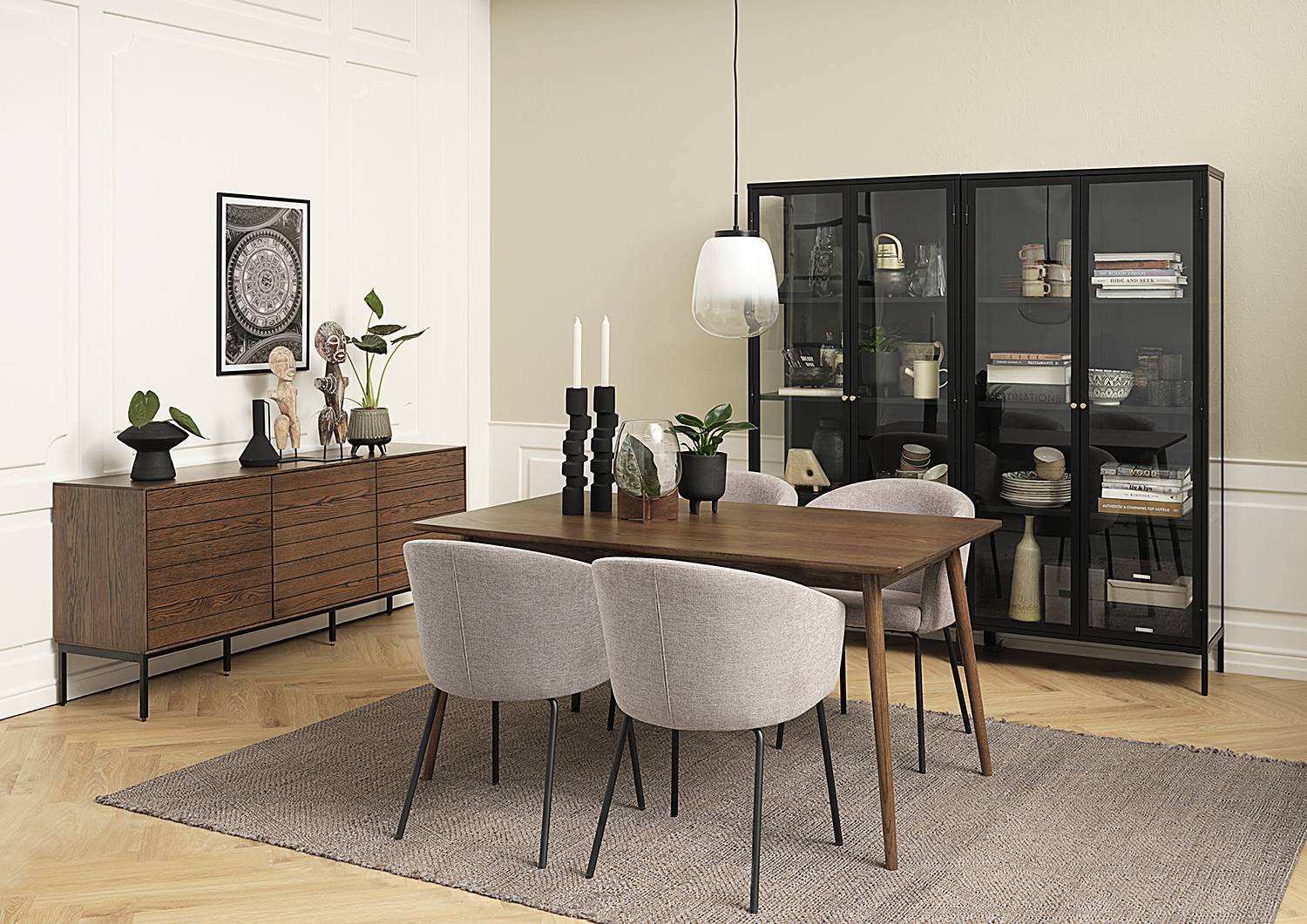 2x Dining chair Chelva blended fabric steel light grey