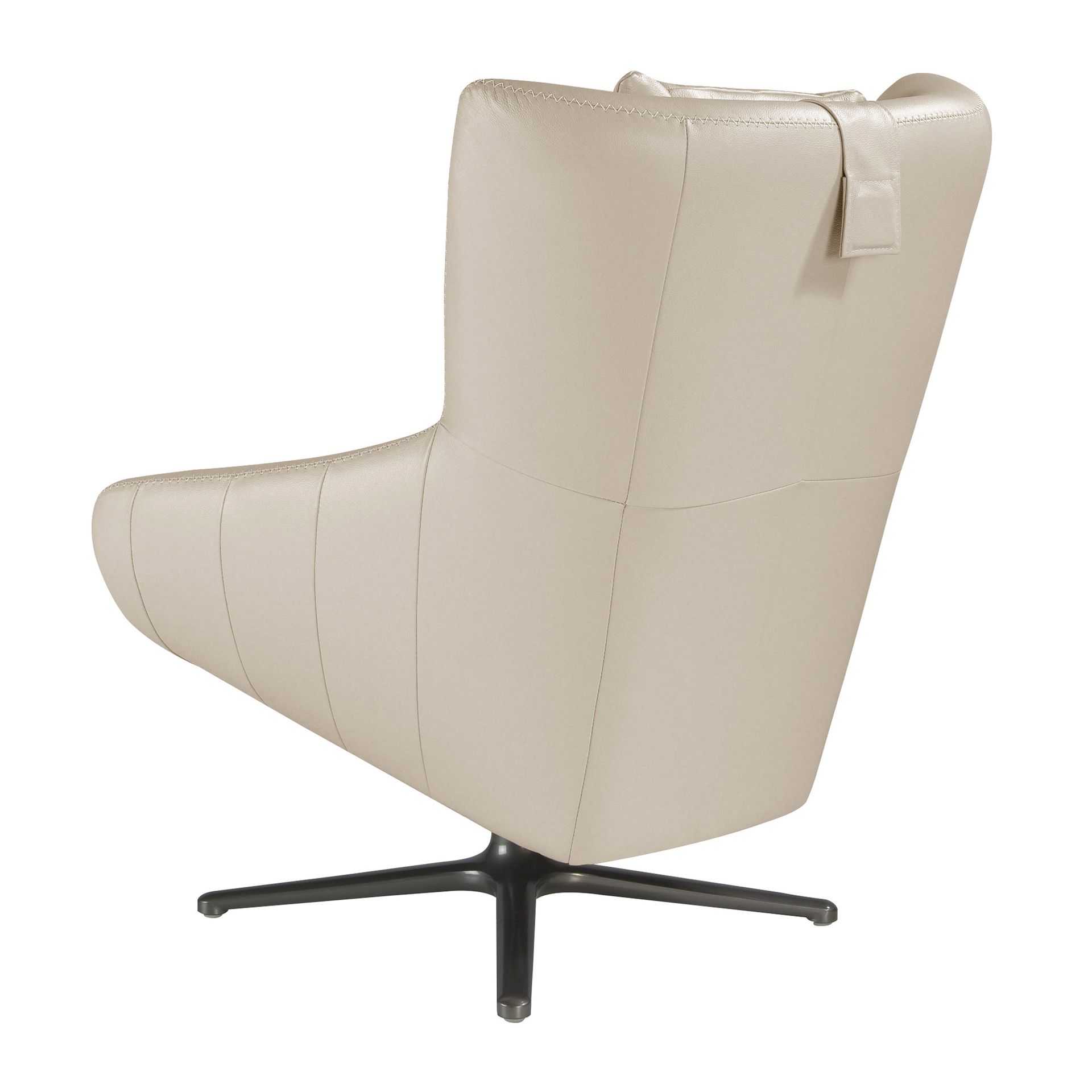 Grey taupe leather swivel armchair 5090