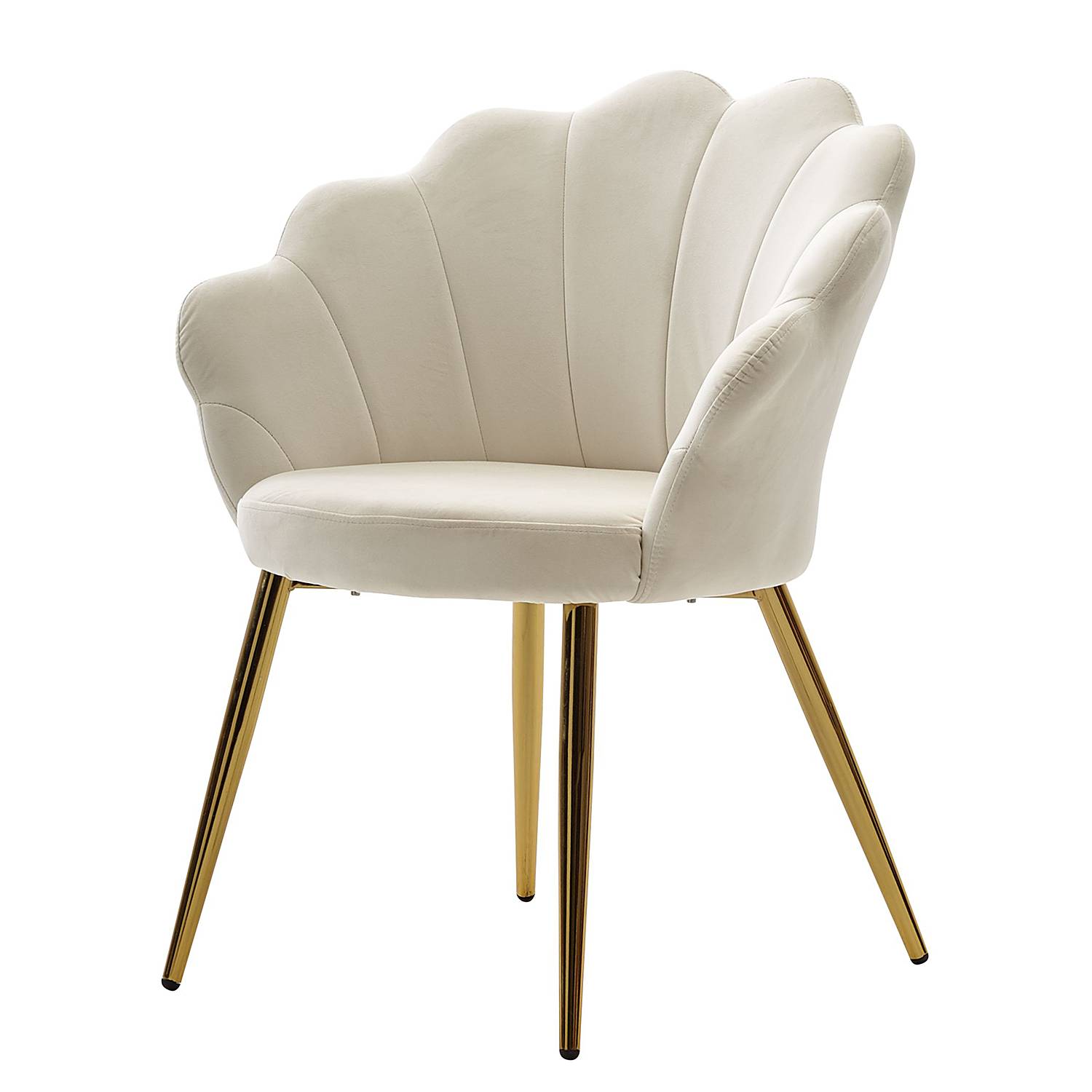 Esszimmerstuhl Pesawa Samt Eisen Wollweiß