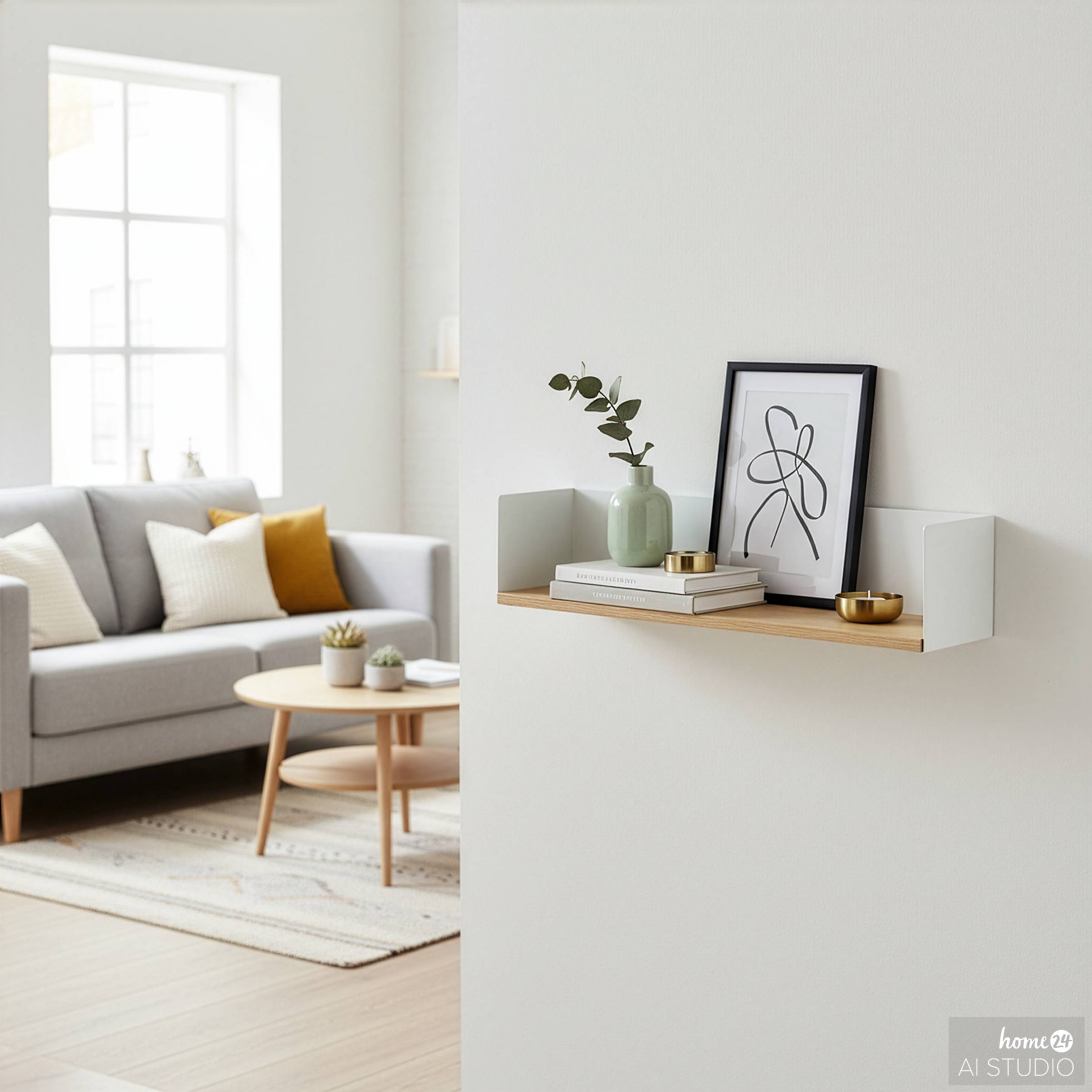 Beikou Wall Shelf Type A Real Wood Veneer Fir White 60x12cm