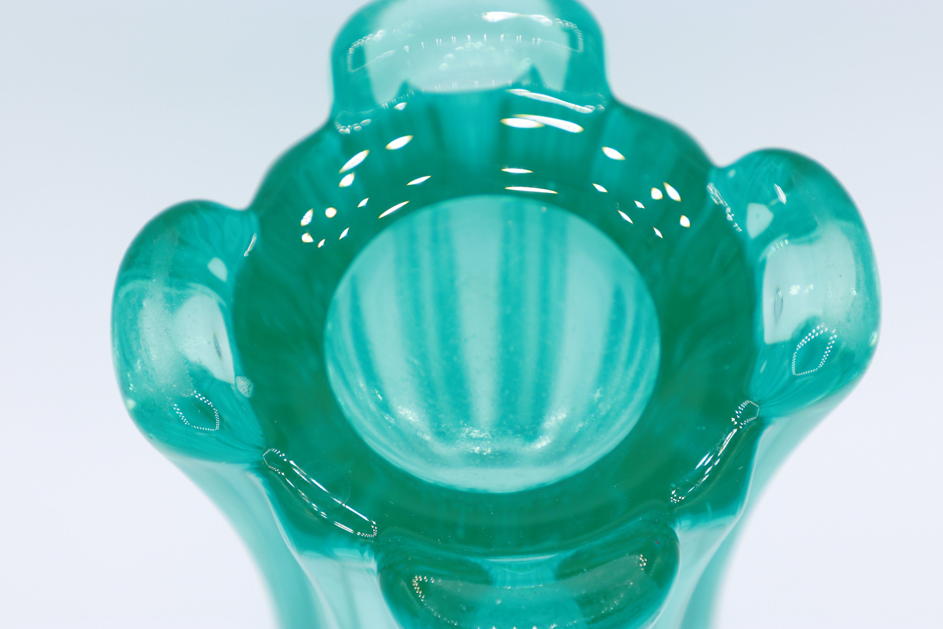 Vintage Vase Glass Turquoise 1958