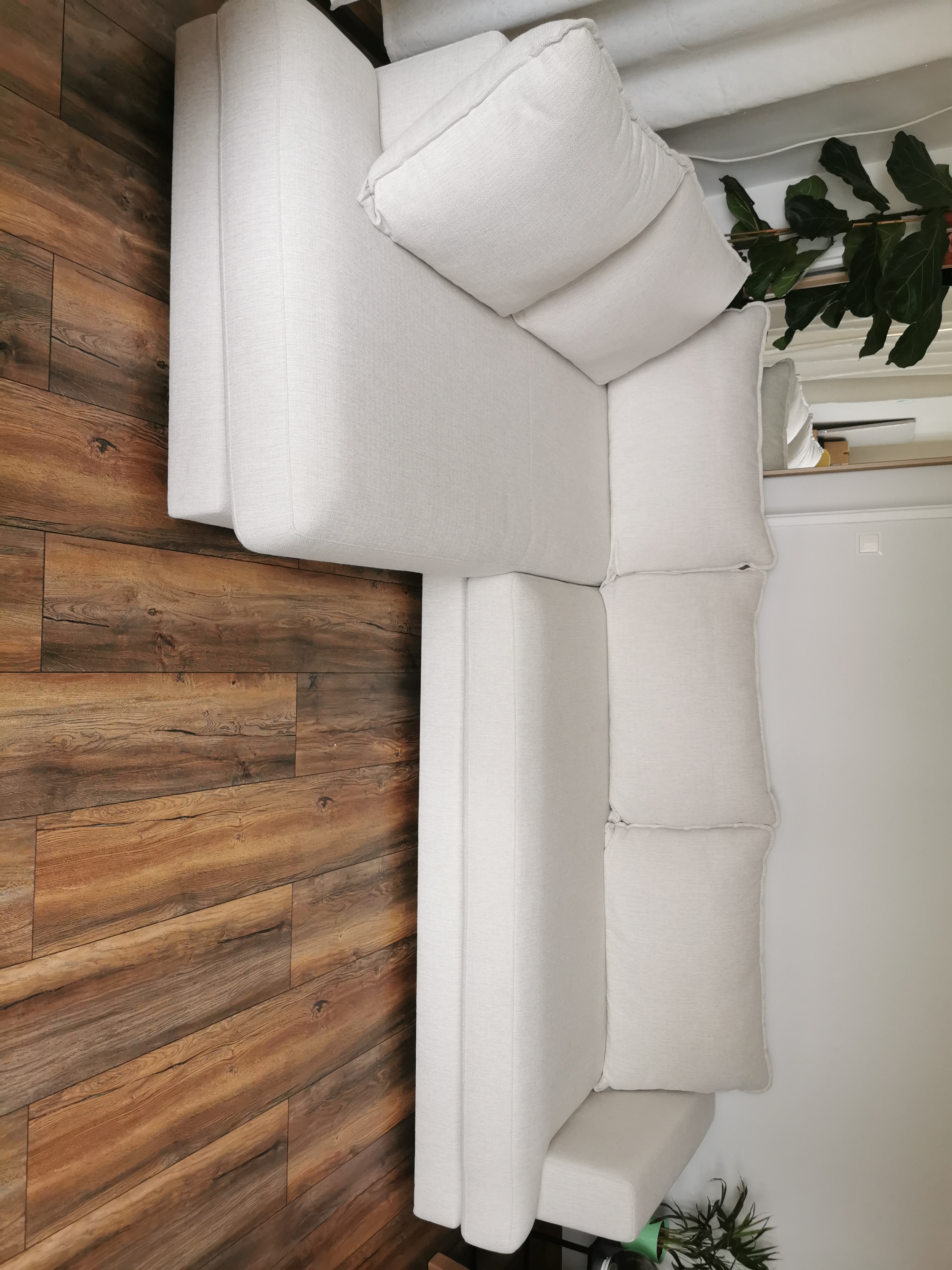Tribeca Ecksofa Links Stoff Weiß Creme
