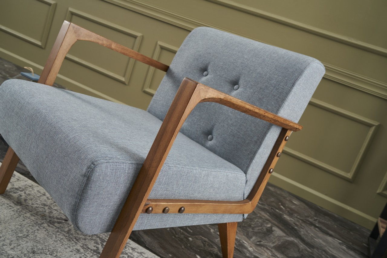 Kemer Armchair Wood Veneer Light Blue