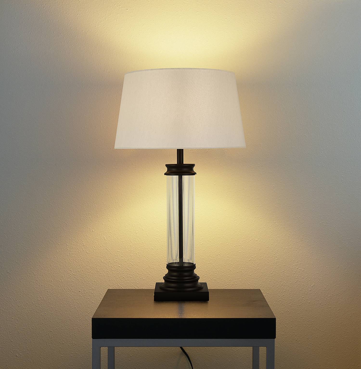 Pedestal table lamp steel black