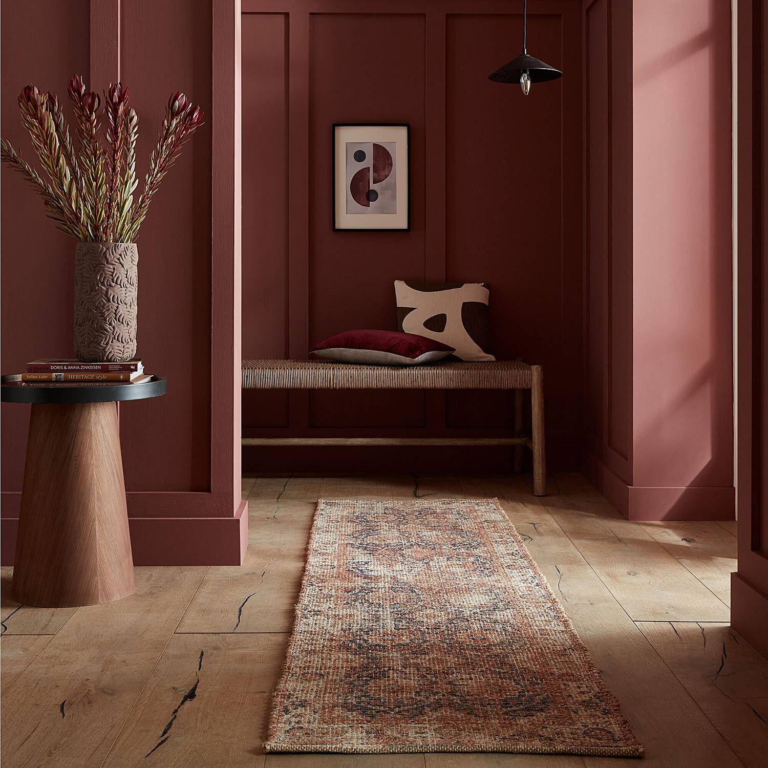 Miley Traditional Läufer Jute Rot Blau 60 x 230 cm