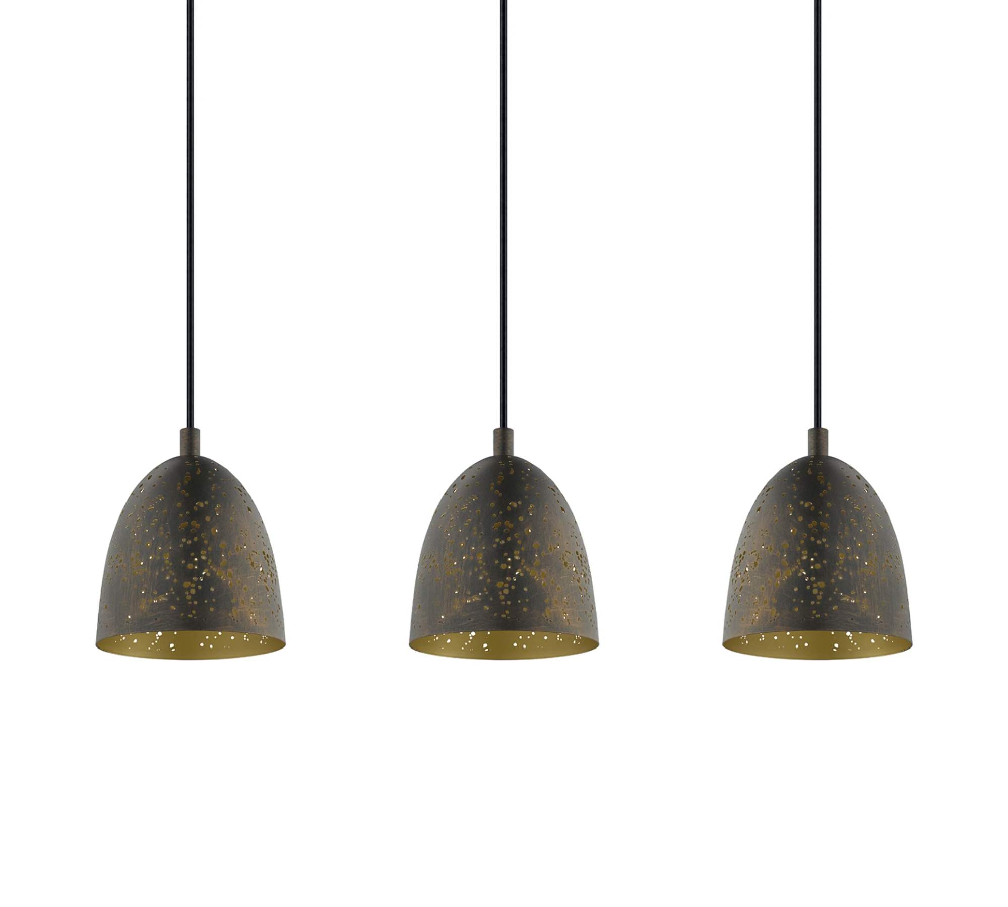 Pendant light 3-light steel brown