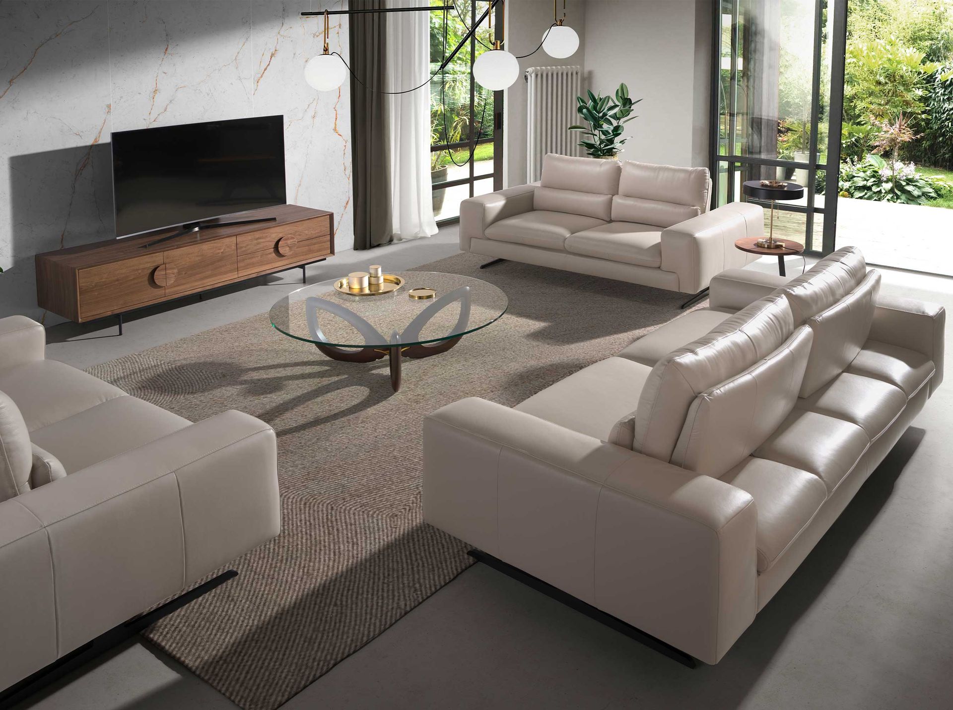 Round coffee table Glass Brown