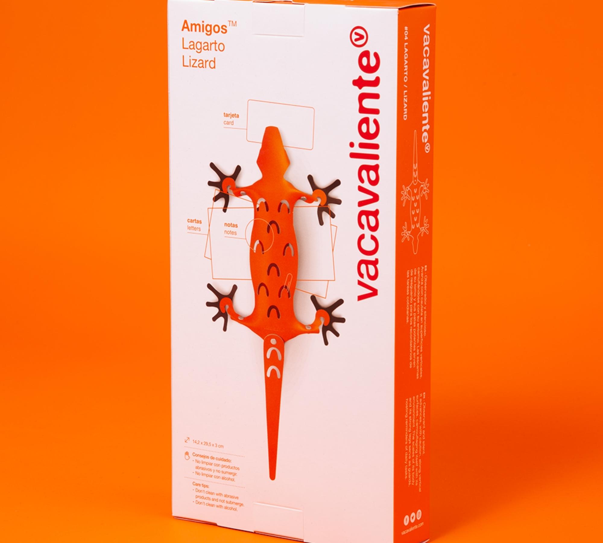 Eidechse mit Magnetfüßen aus 100% Recyceltem Leder Orange