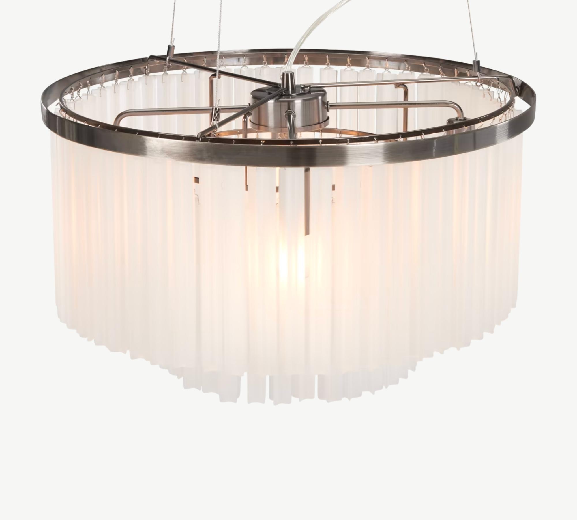 Opulenter Kronleuchter Ophelia aus Milchglas und Chrom 