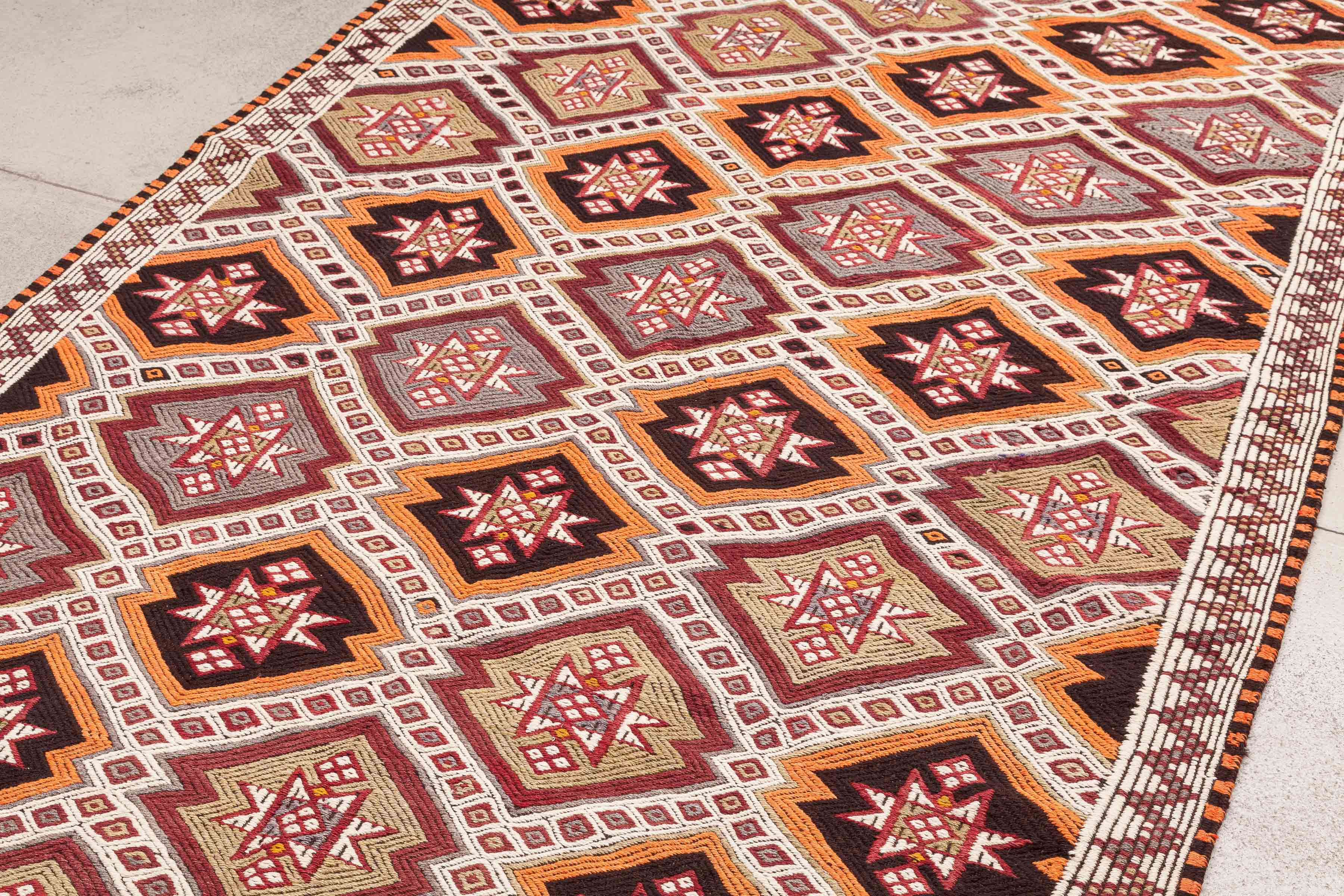 Vintage Kilim Teppich Wolle Mehrfarbig