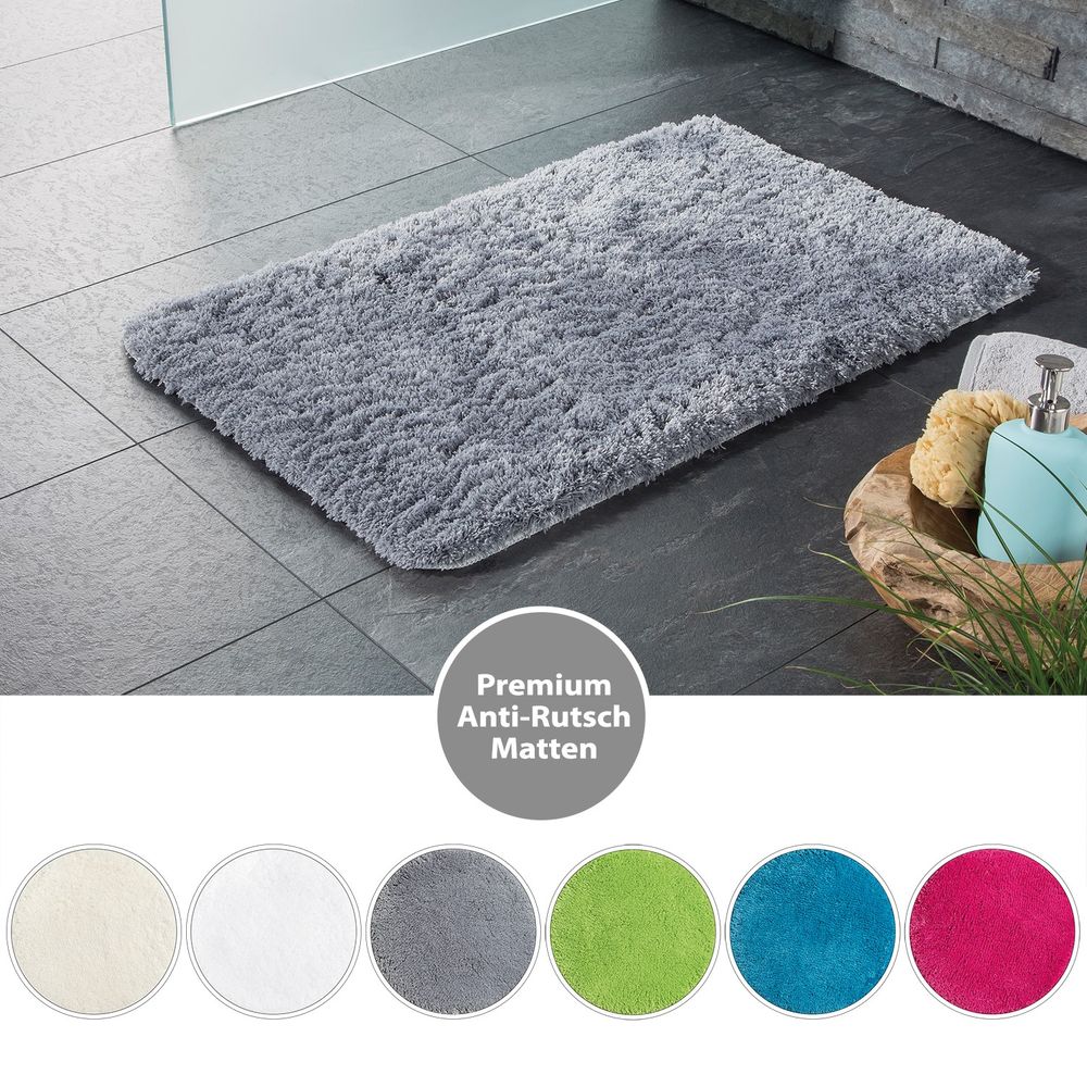 Flauschige Hochflor Badematte Grau