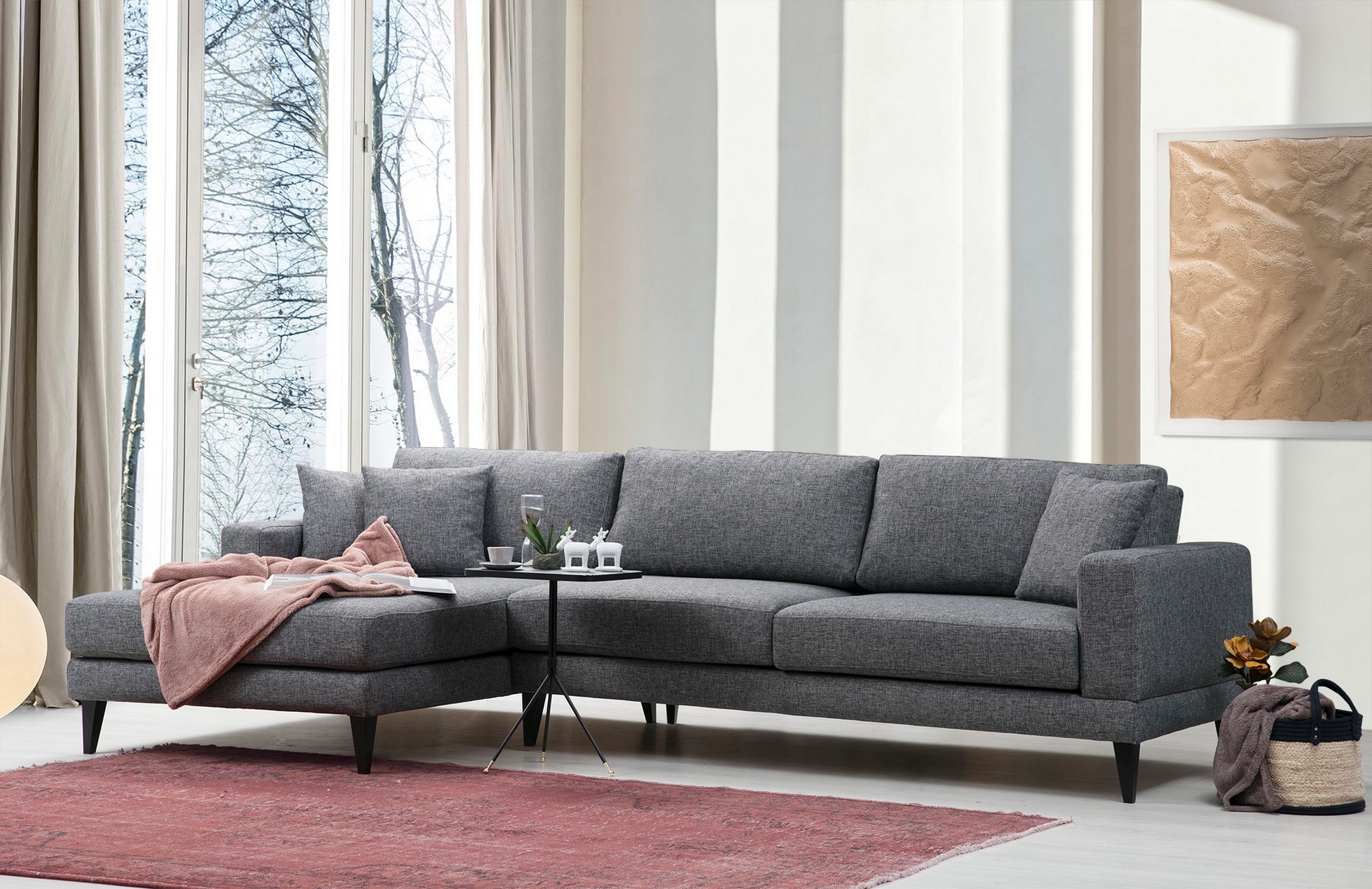 Nordic Corner Sofa Left Grey