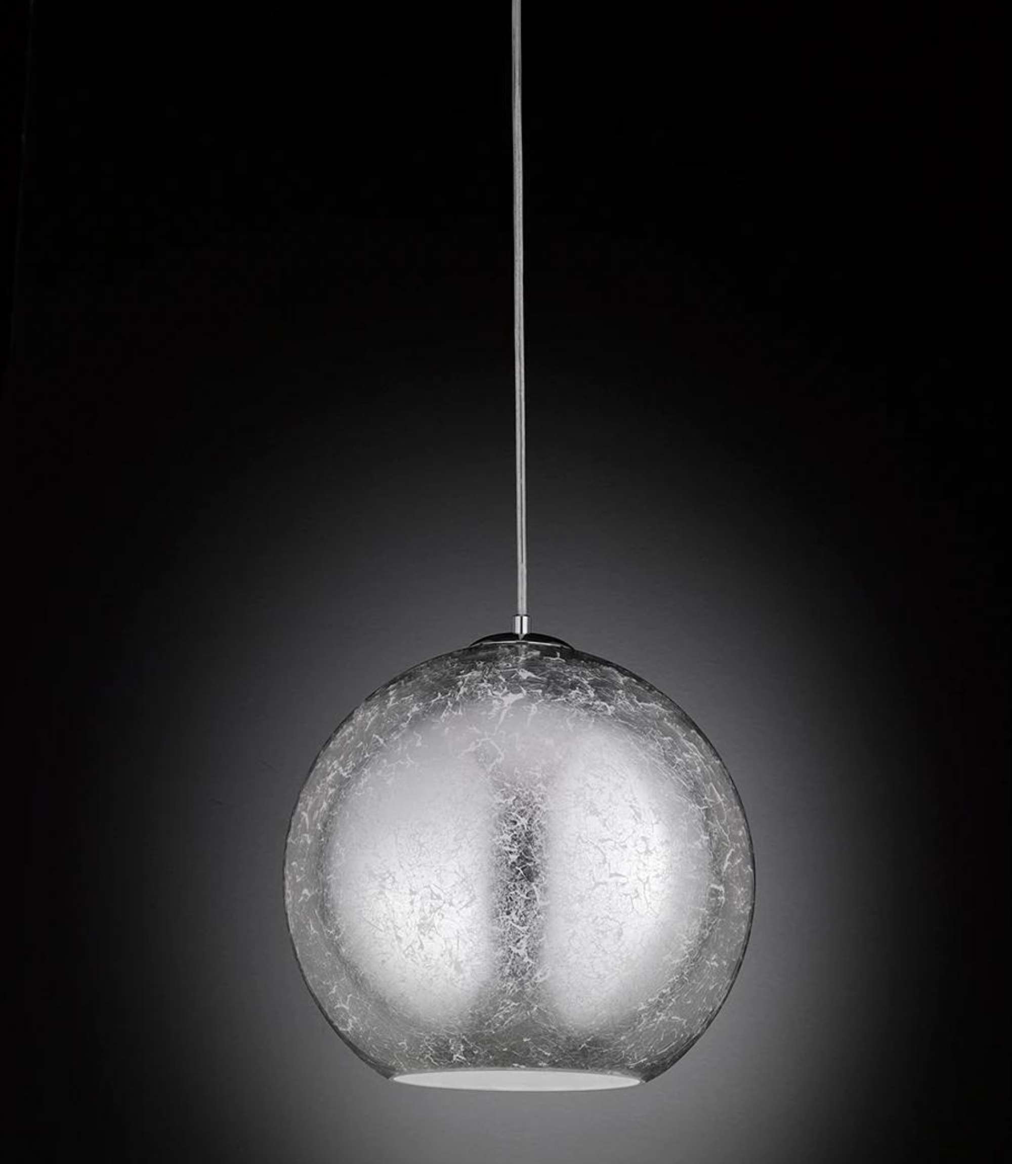 Pendelleuchte 1-flammig Glas Metall Silber