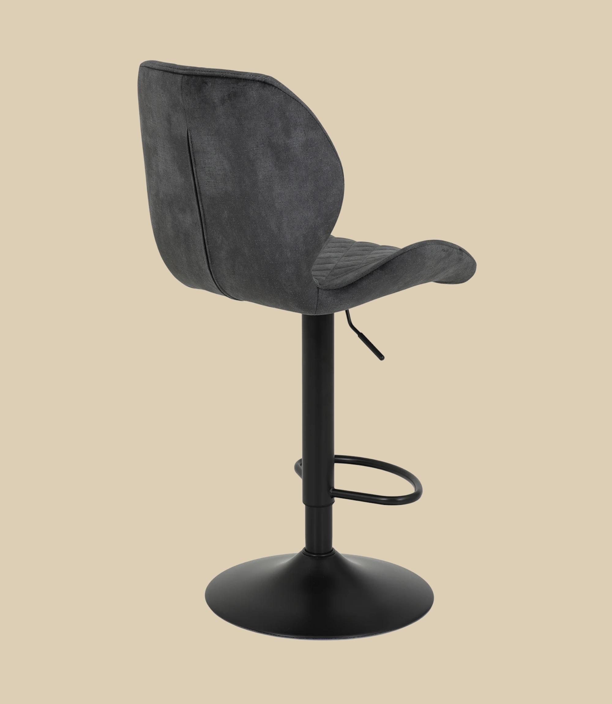 2x Barhocker in Steppoptik Samt Anthrazit 